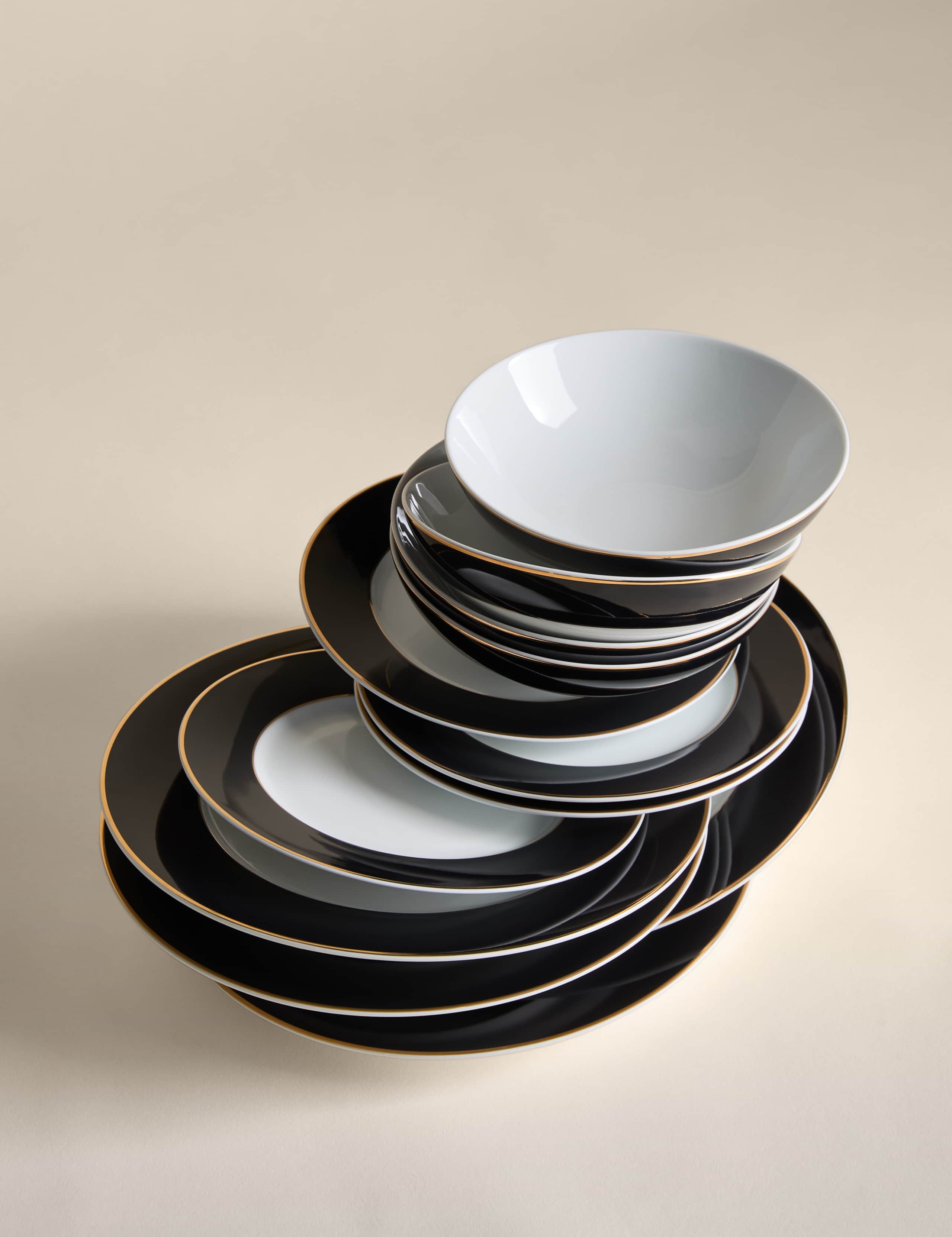 12 Piece Maxim Gilded Rim Dinner Set