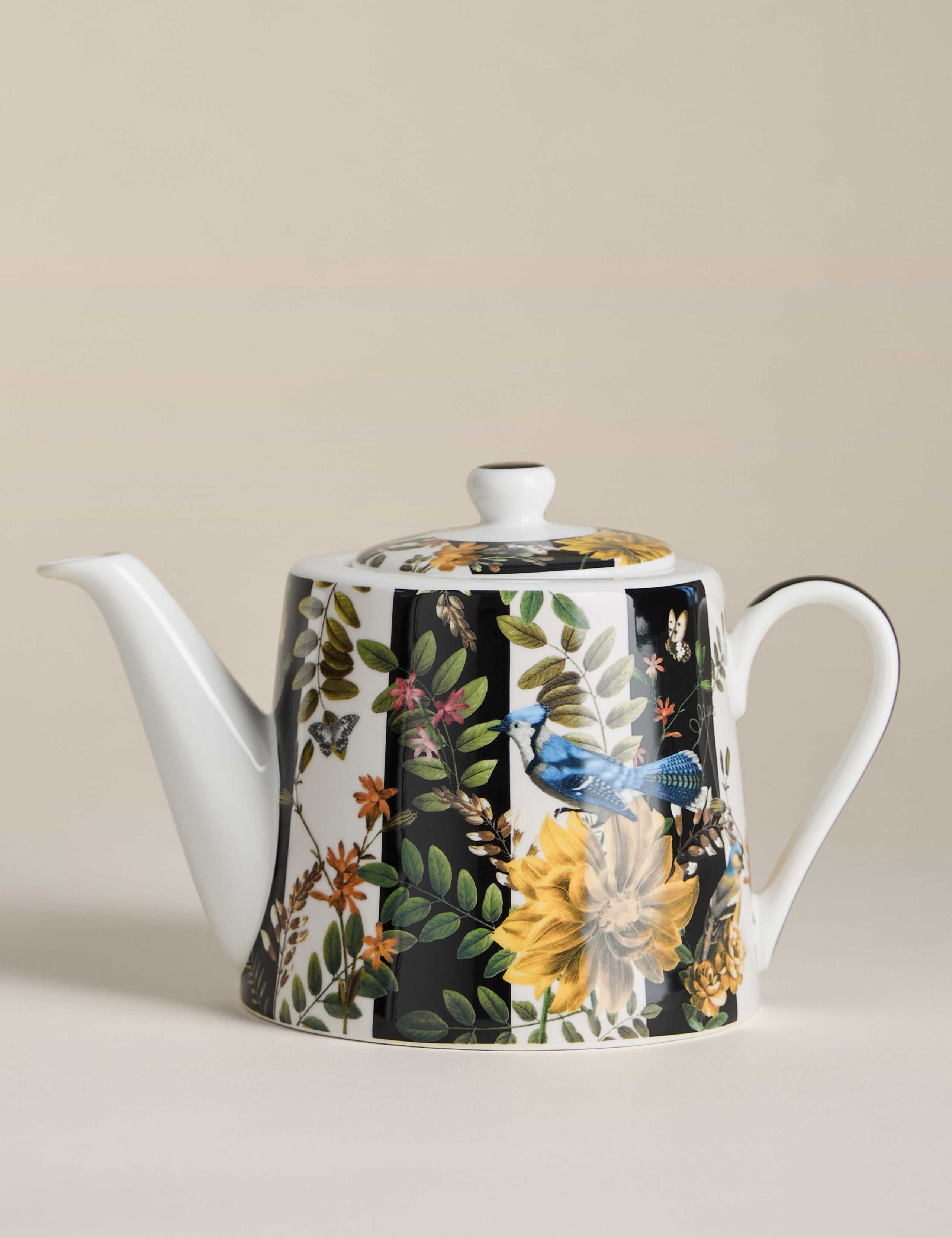 Striped Floral Teapot