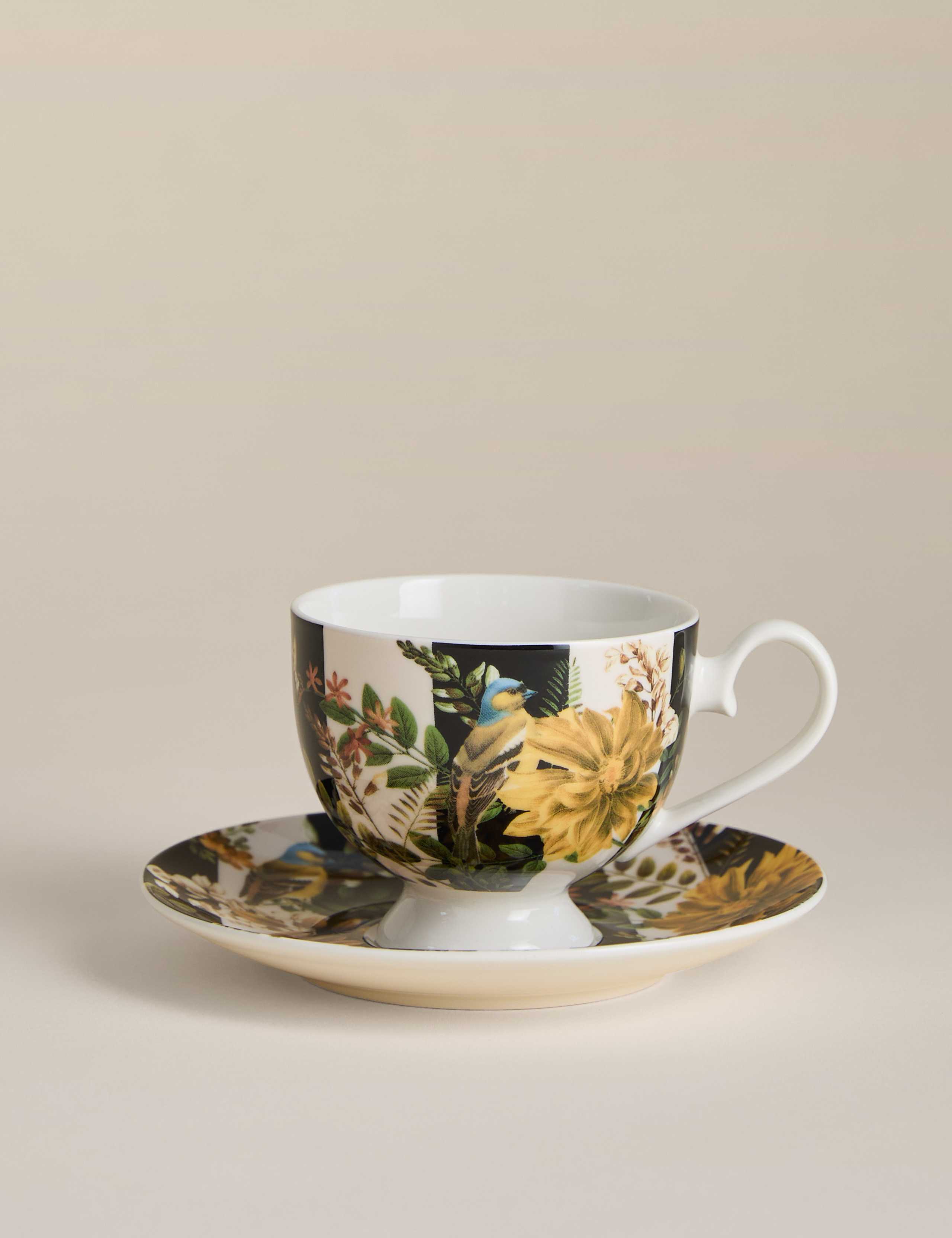 Striped Floral Cup & Saucer
