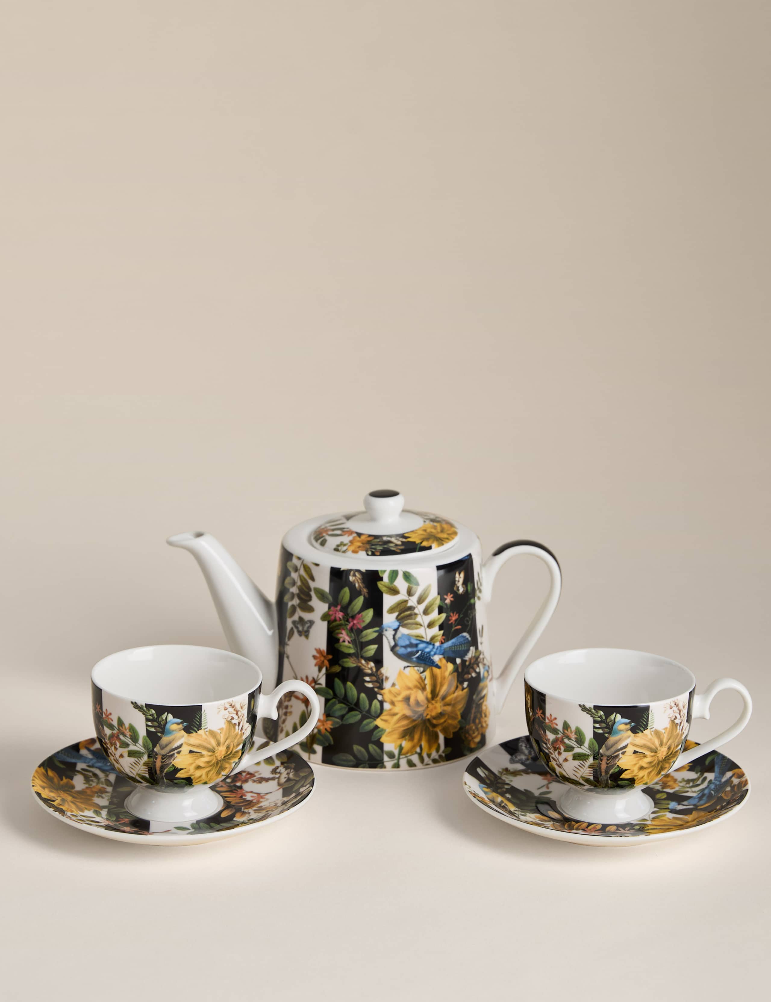 Striped Floral Teapot Gift Set