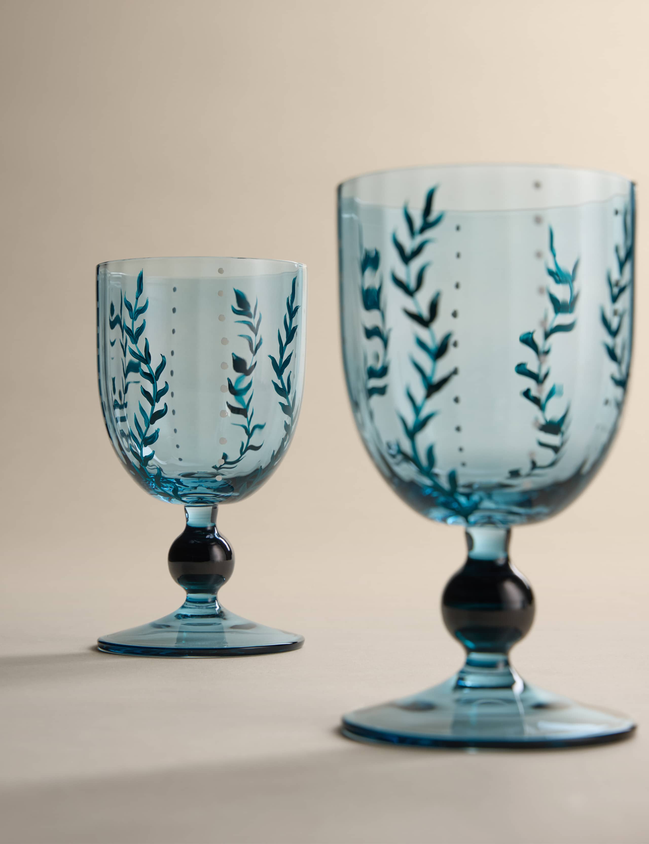 Set of 2 Hand Painted Wine Glasses