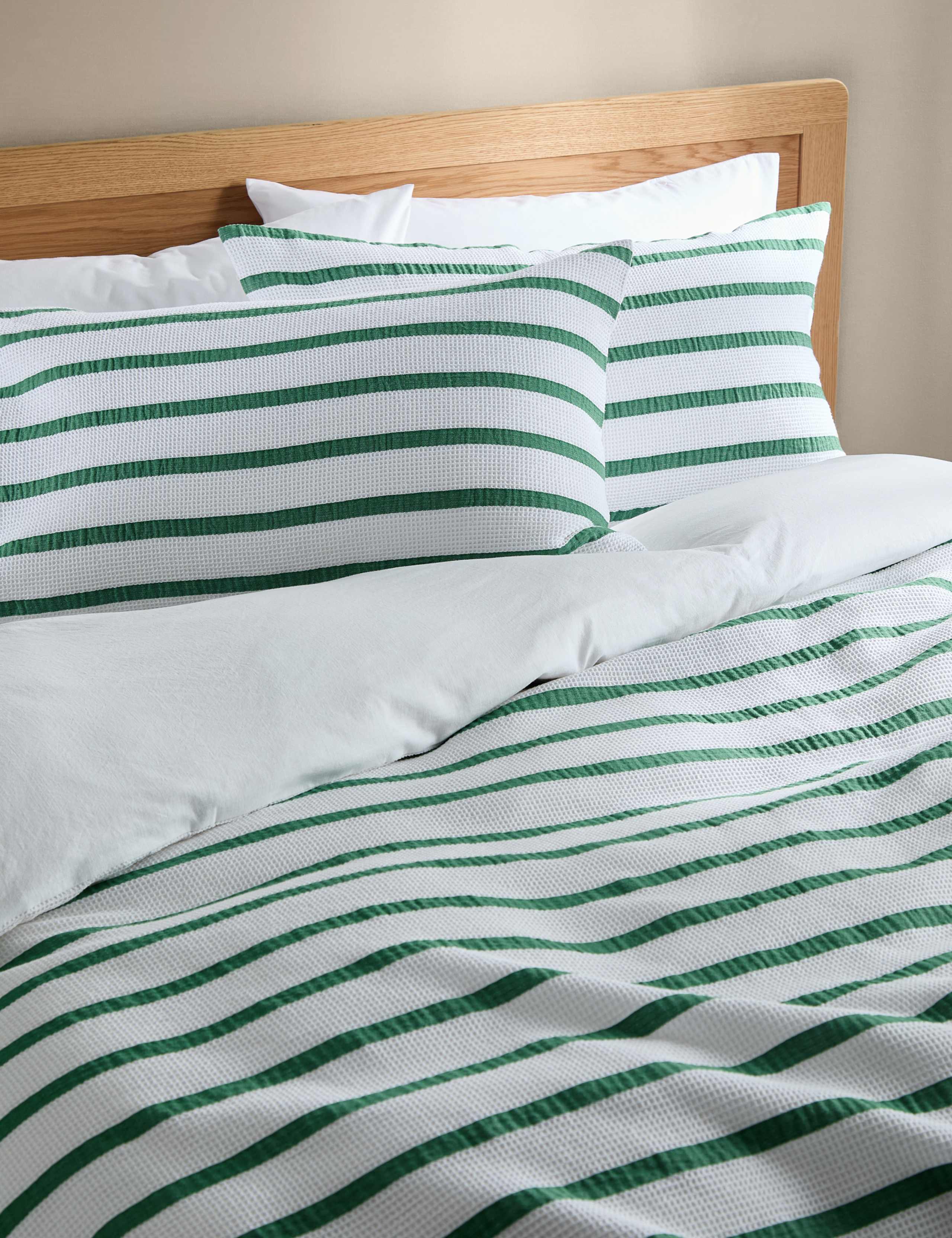 Pure Cotton Contrast Striped Waffle Bedding Set