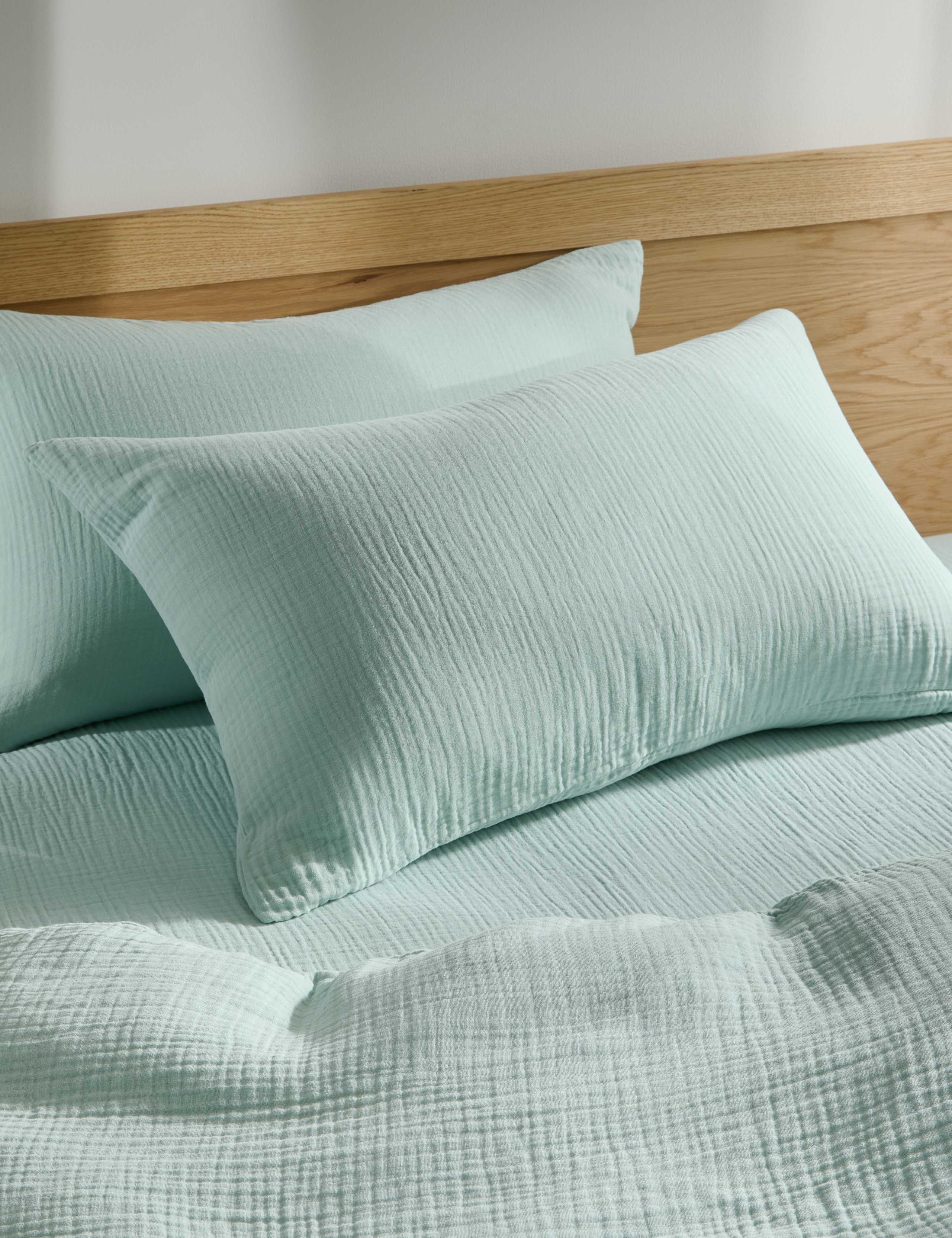 2pk Pure Cotton Muslin Pillowcases
