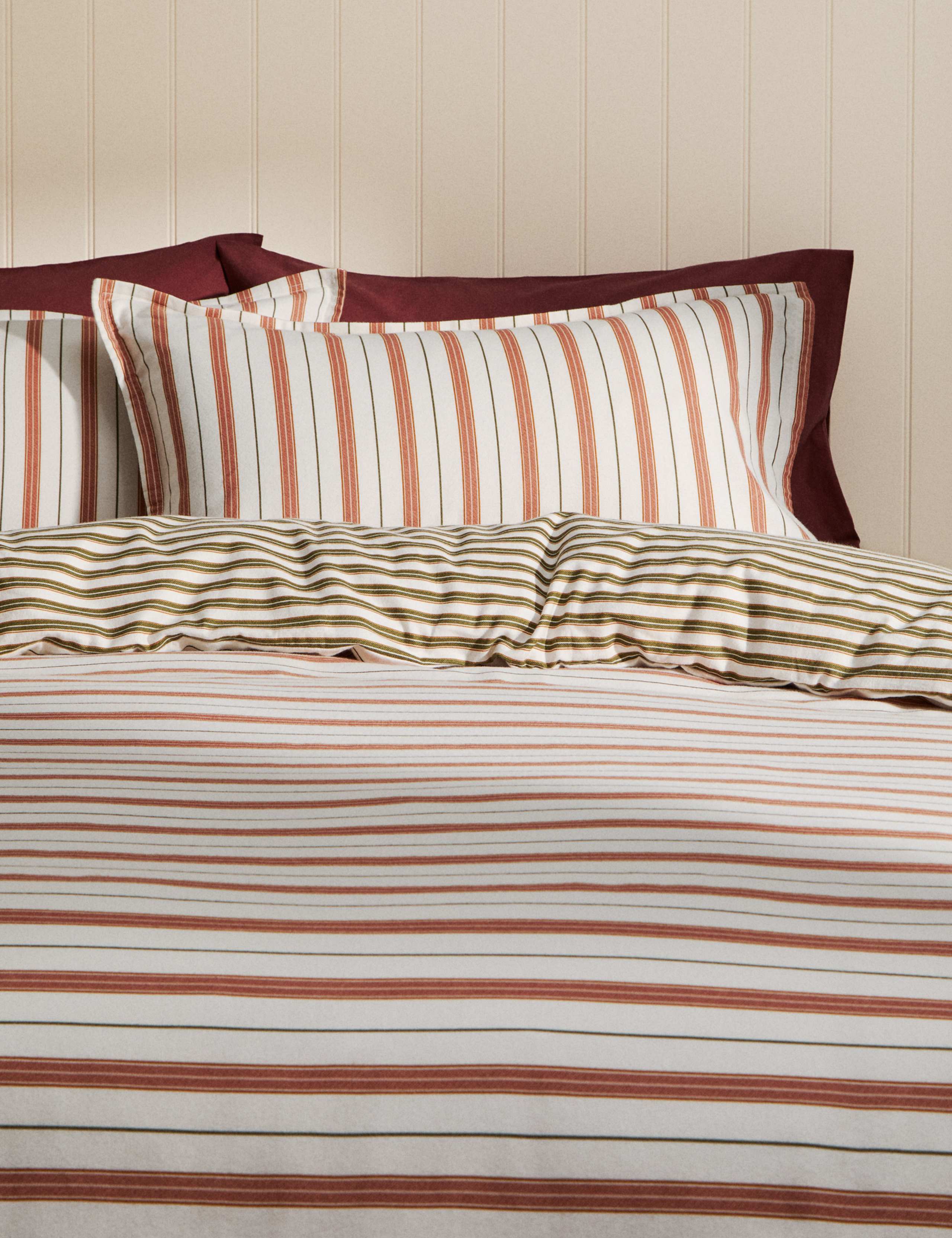 Pure Brushed Cotton Striped Bedding Set