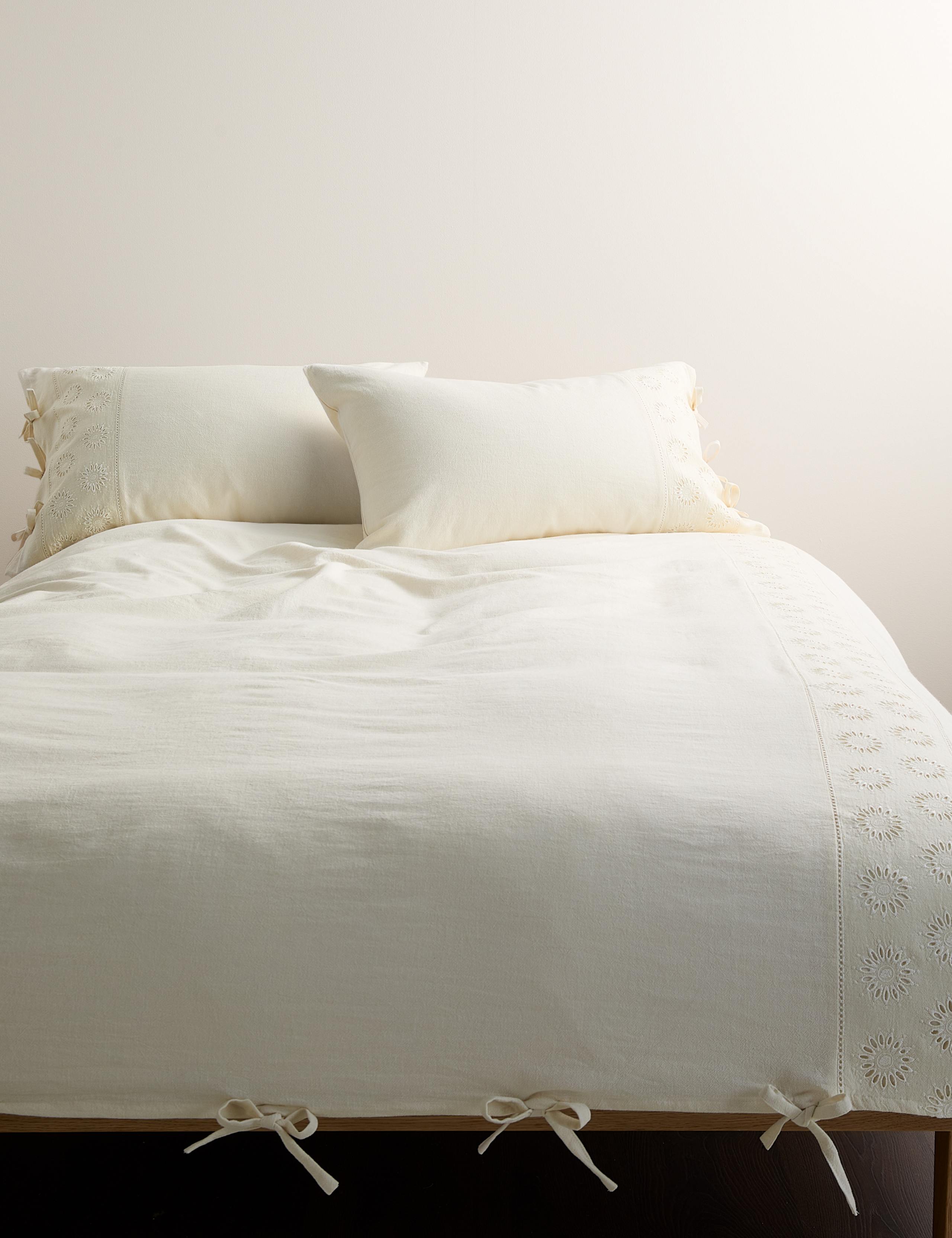 Linen Rich Schiffli Embroidered Bedding Set