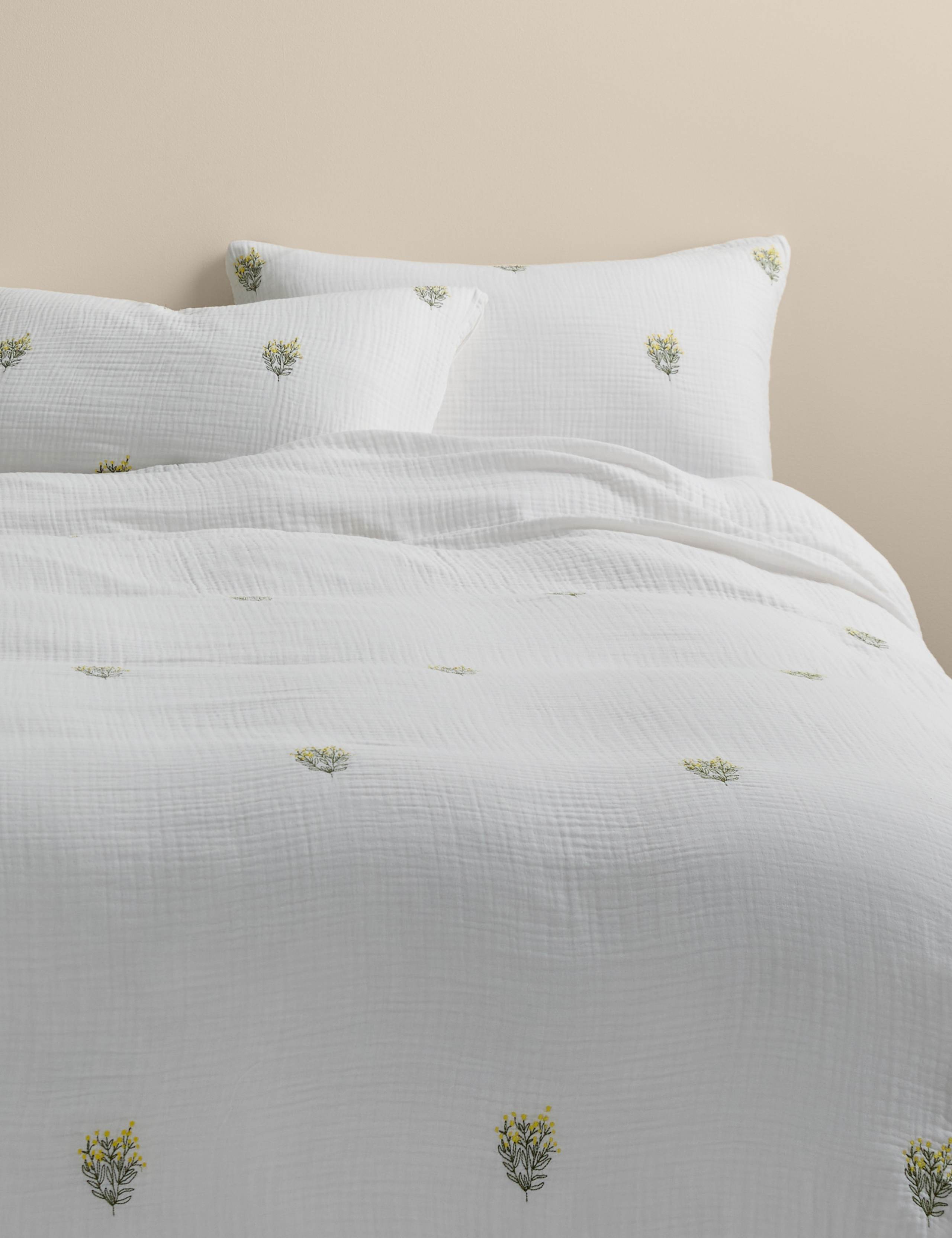 Pure Cotton Muslin Floral Sprig Bedding Set