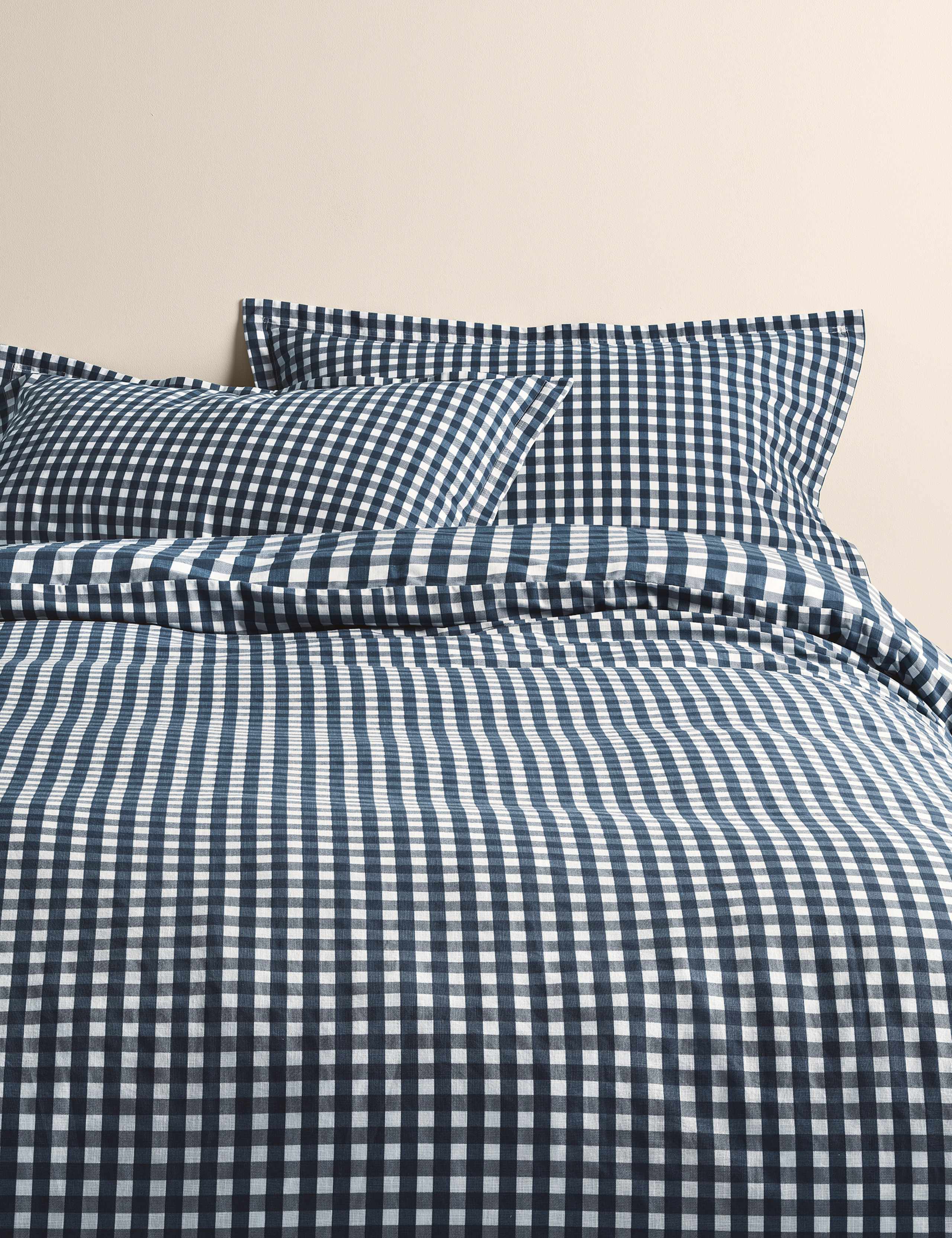 Pure Cotton Gingham Reversible Bedding Set