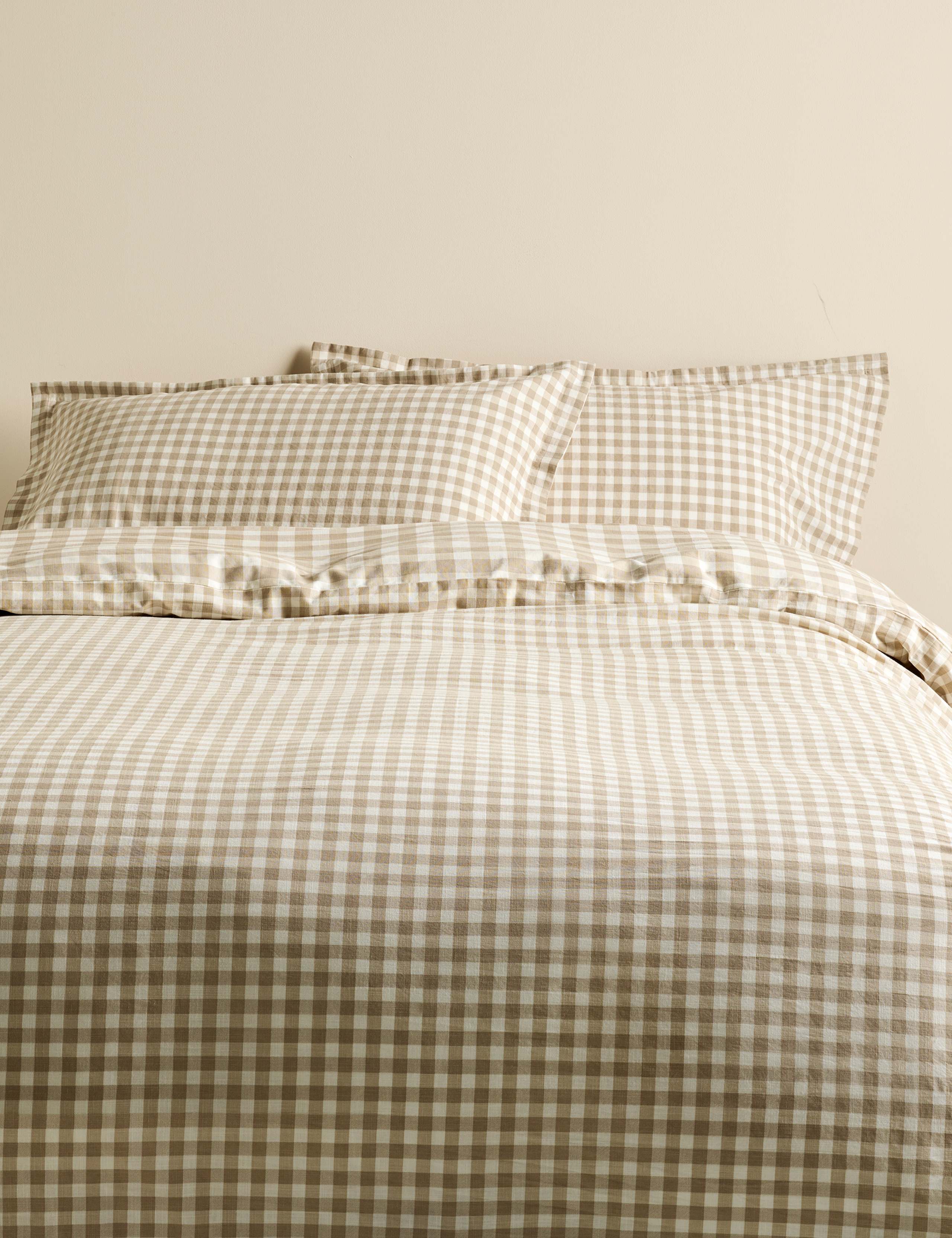 Pure Cotton Gingham Reversible Bedding Set
