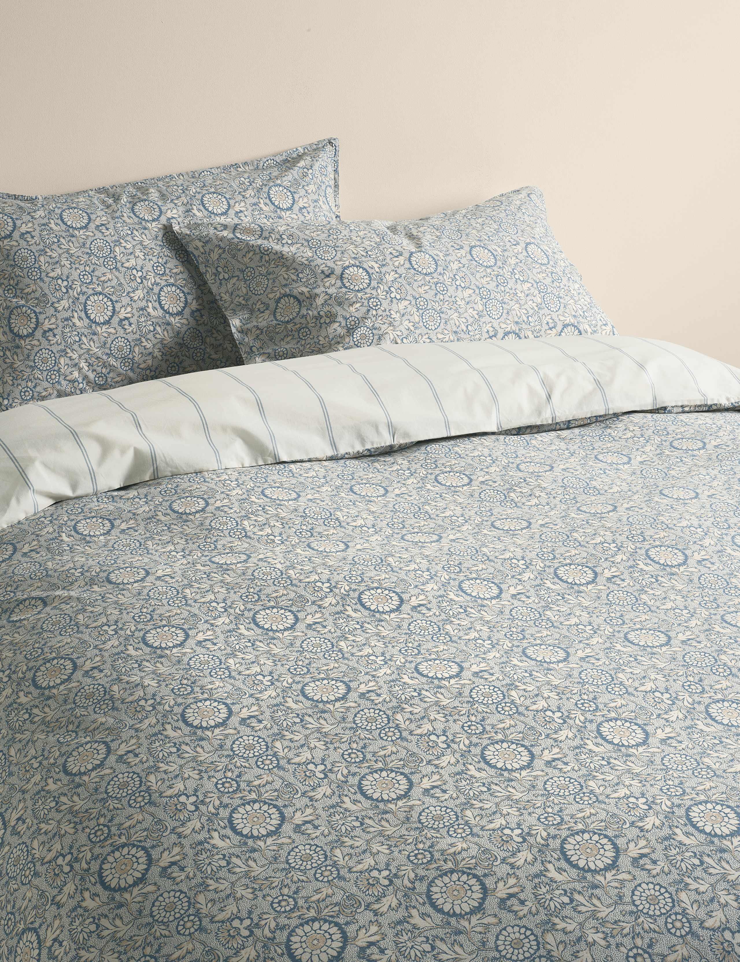 Cotton Rich Woodblock Floral Bedding Set