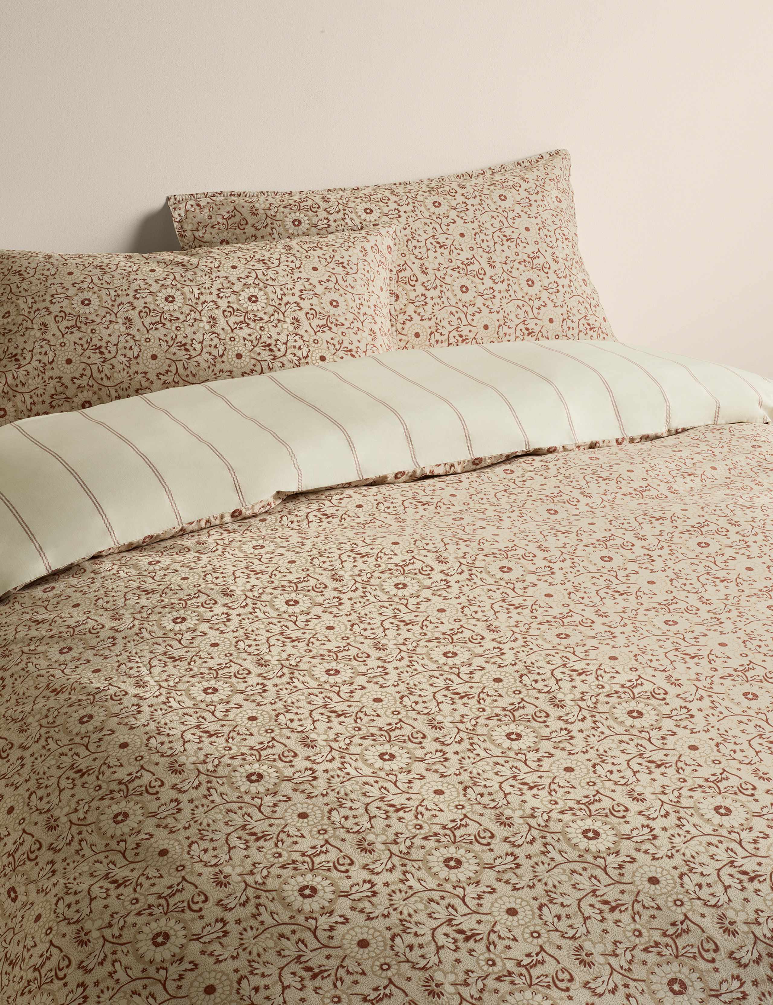 Cotton Rich Woodblock Floral Bedding Set