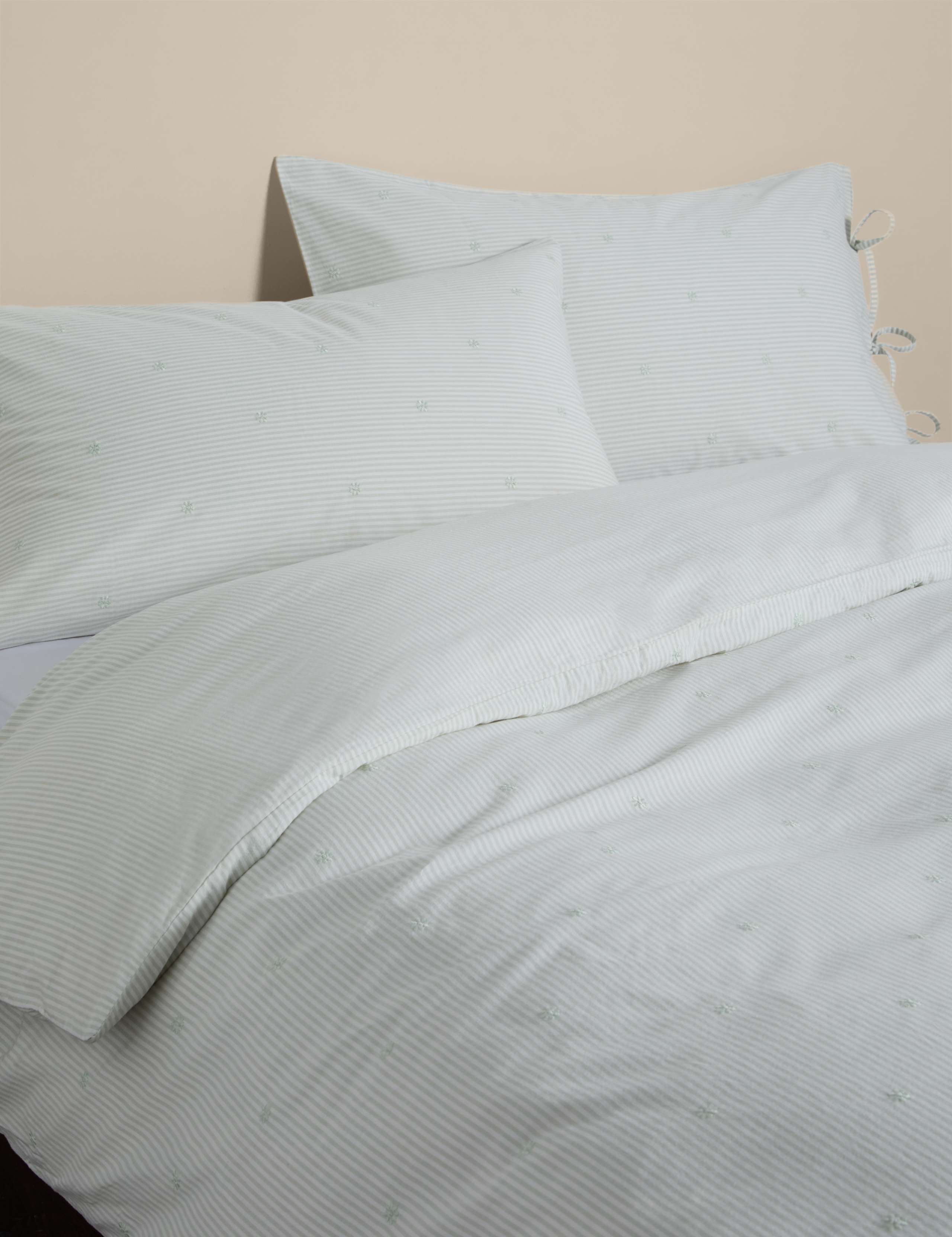Pure Cotton Striped Embroidered Bedding Set
