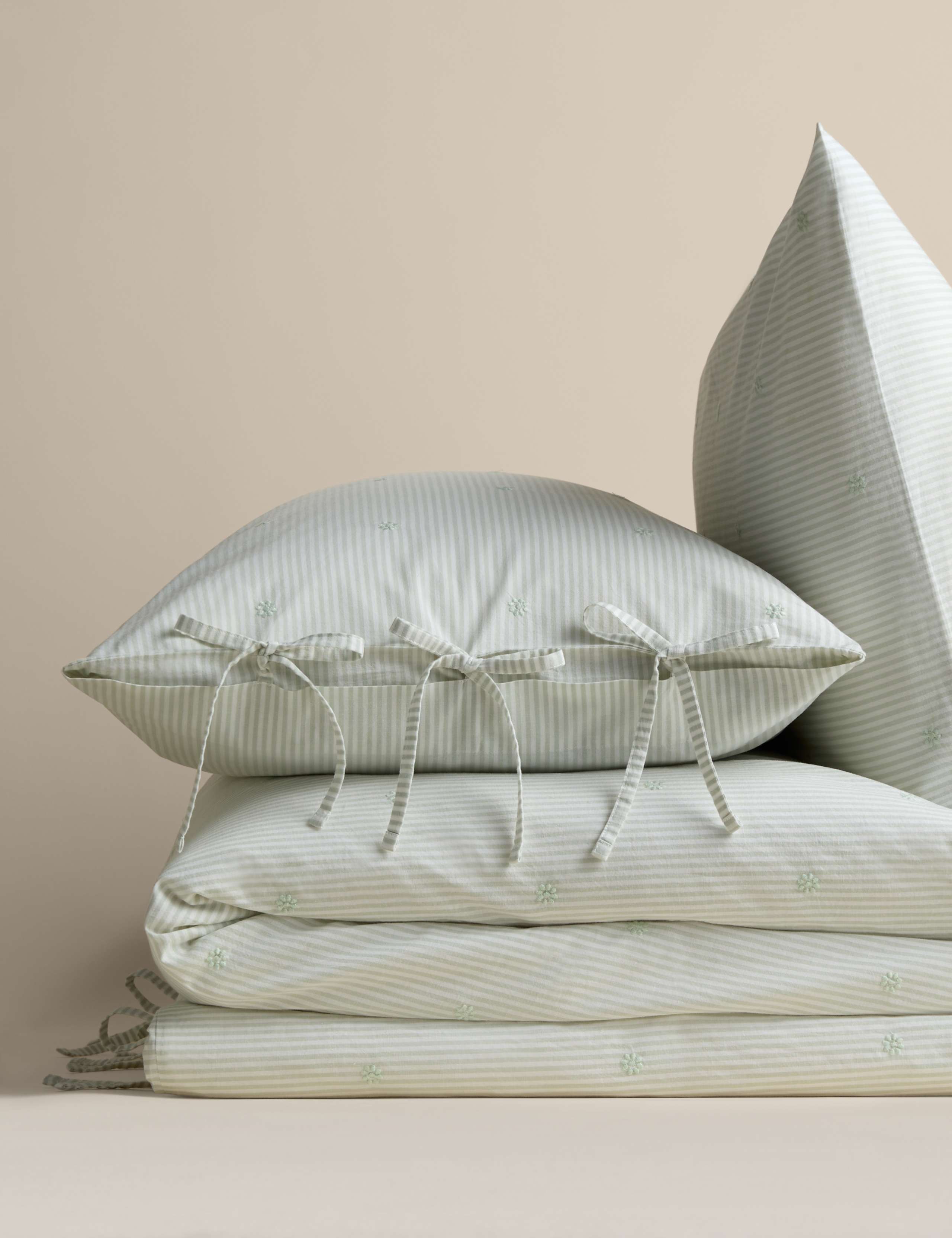 Pure Cotton Striped Embroidered Bedding Set
