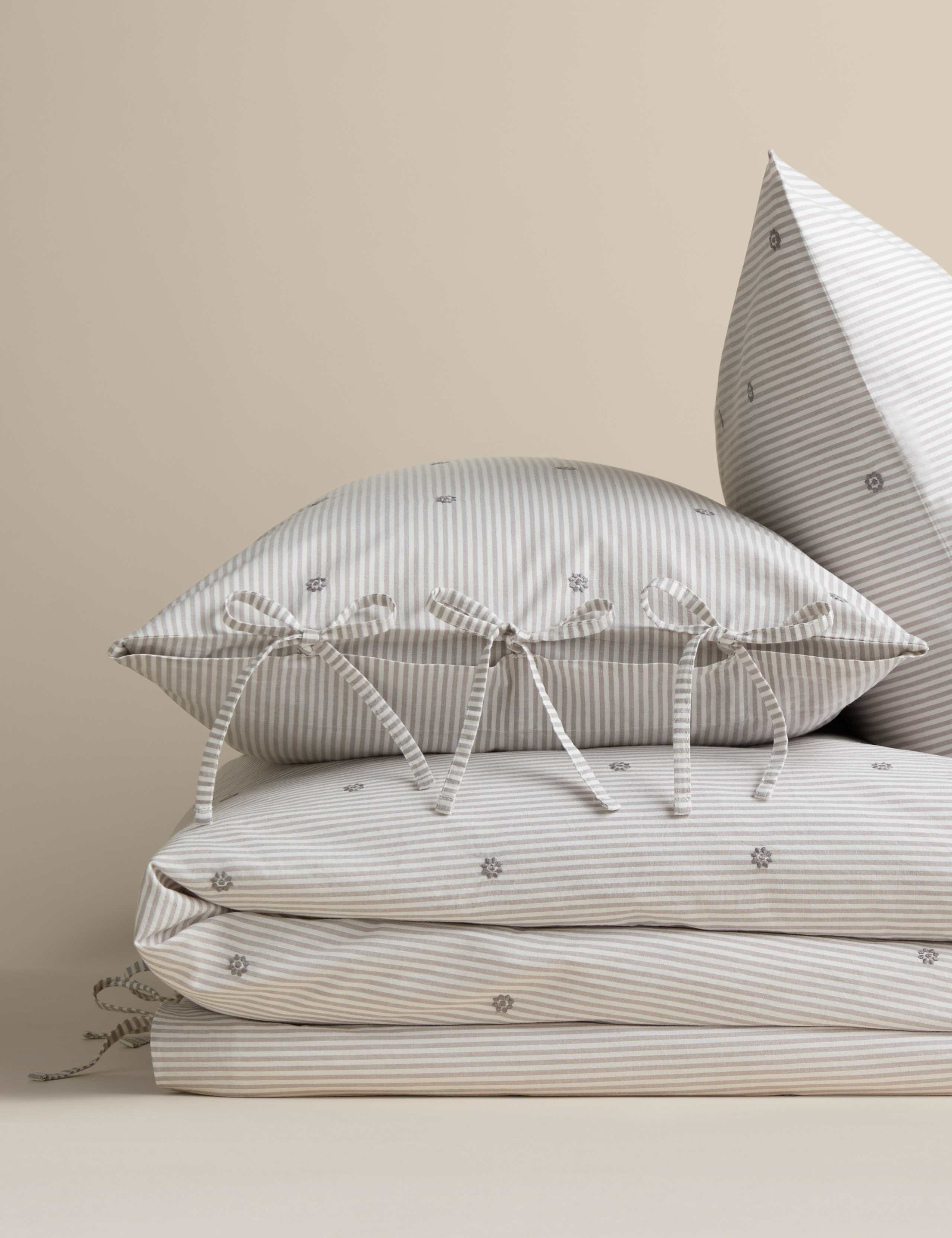Pure Cotton Striped Embroidered Bedding Set