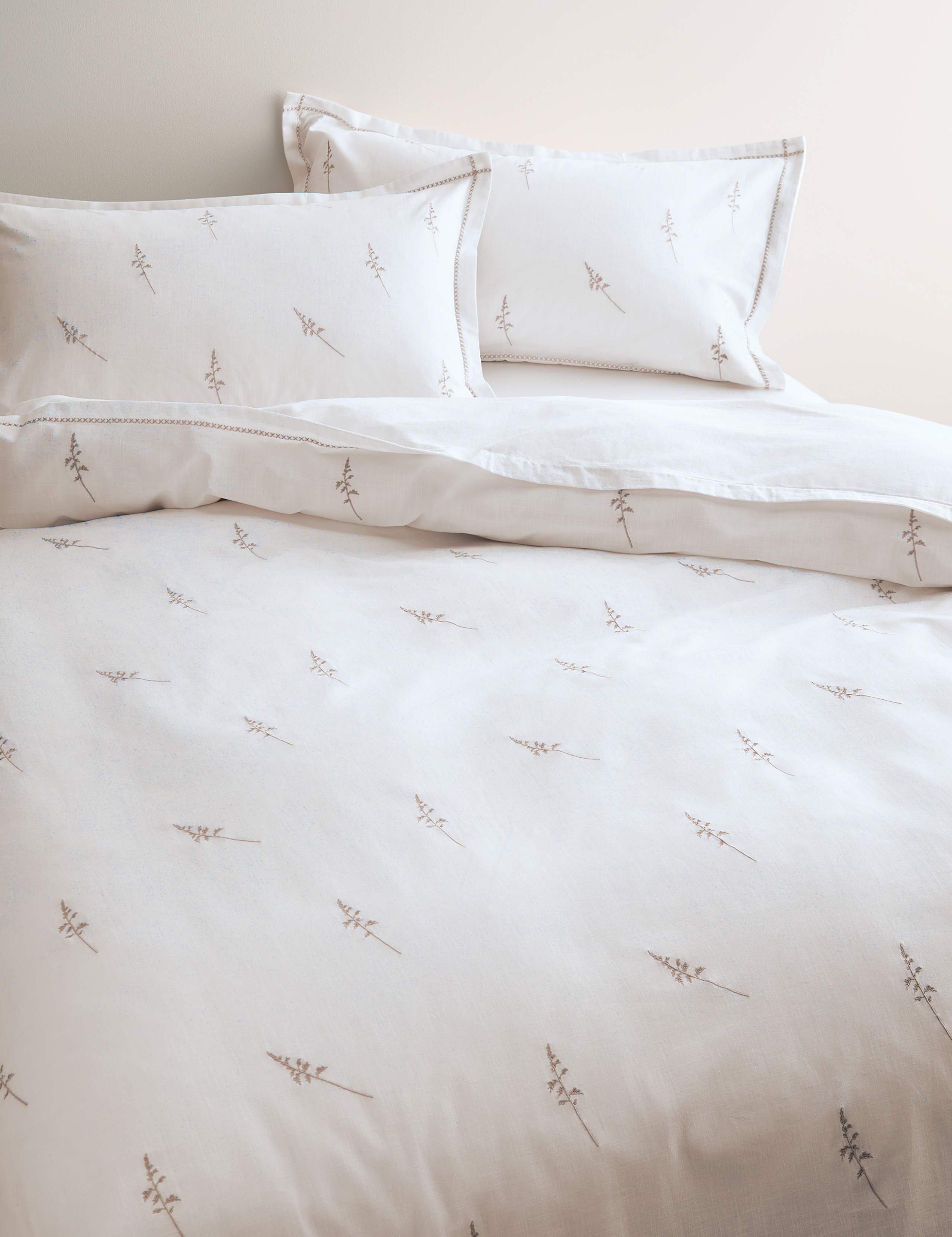 Pure Cotton Embroidered Sprig Bedding Set