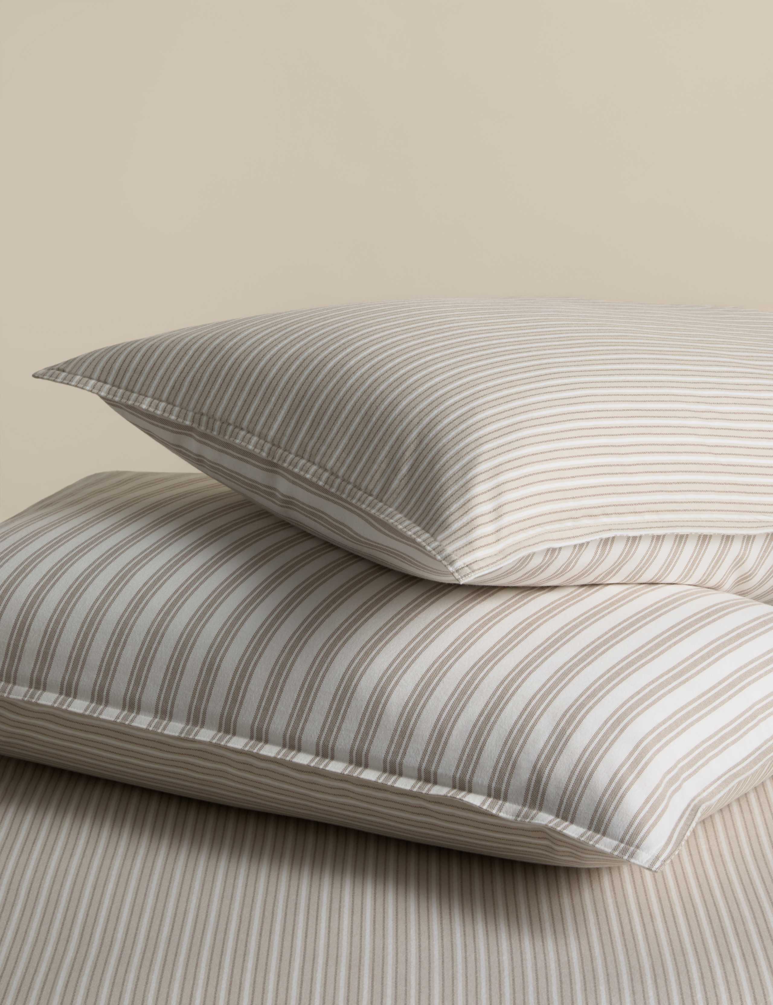 2 Pack Brushed Cotton Striped Pillowcases