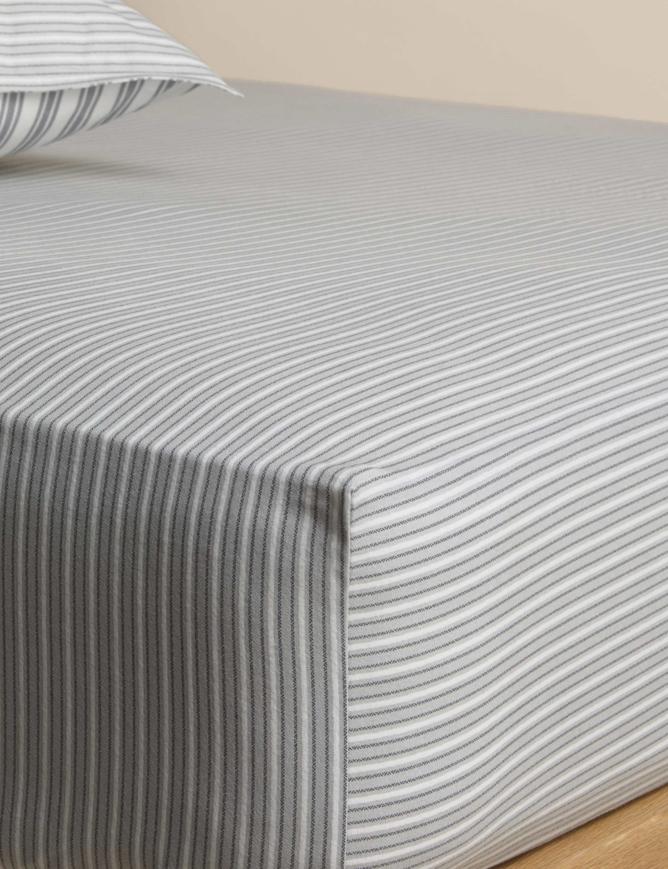 Brushed Cotton Striped Deep Fitted Sheet