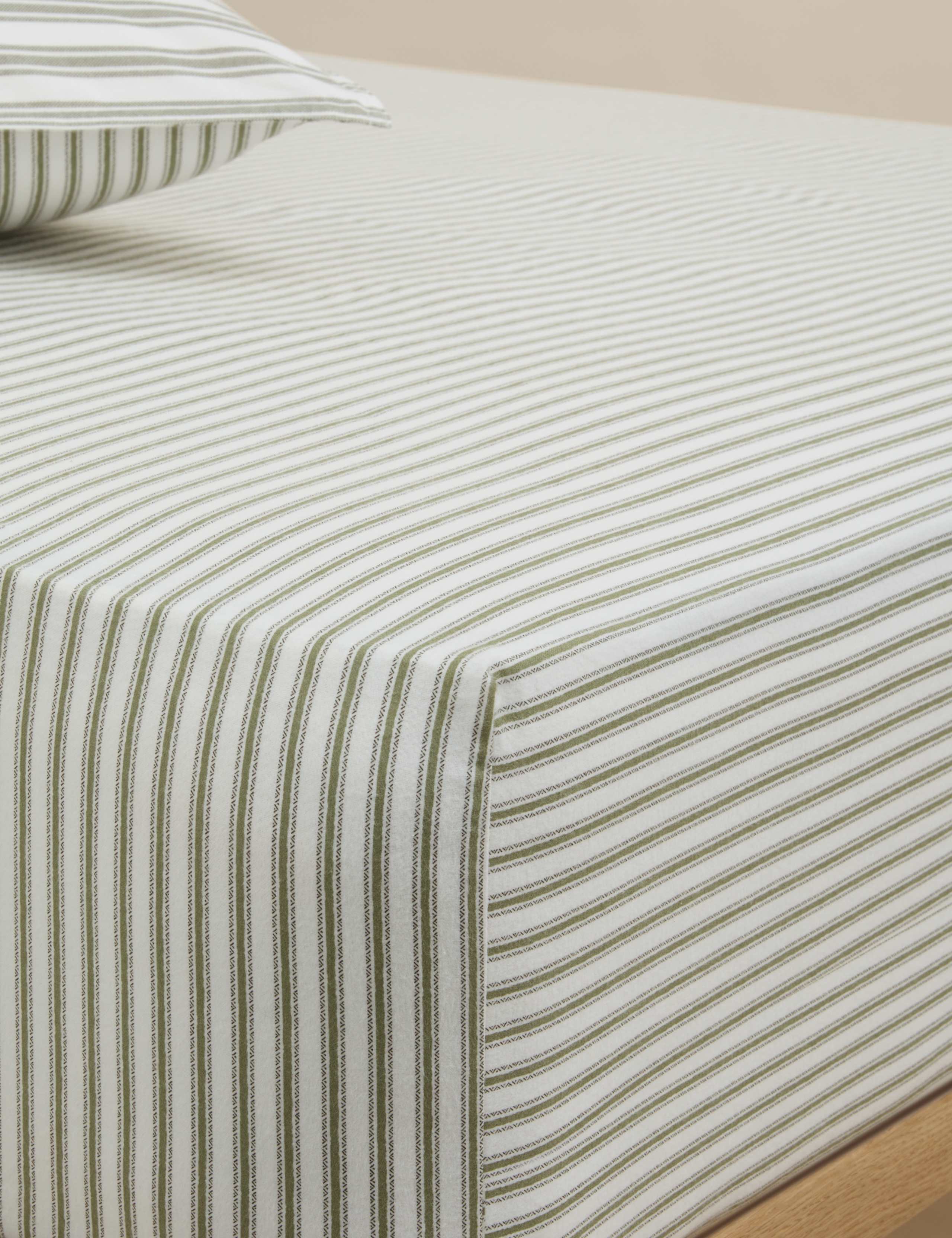 Brushed Cotton Striped Deep Fitted Sheet
