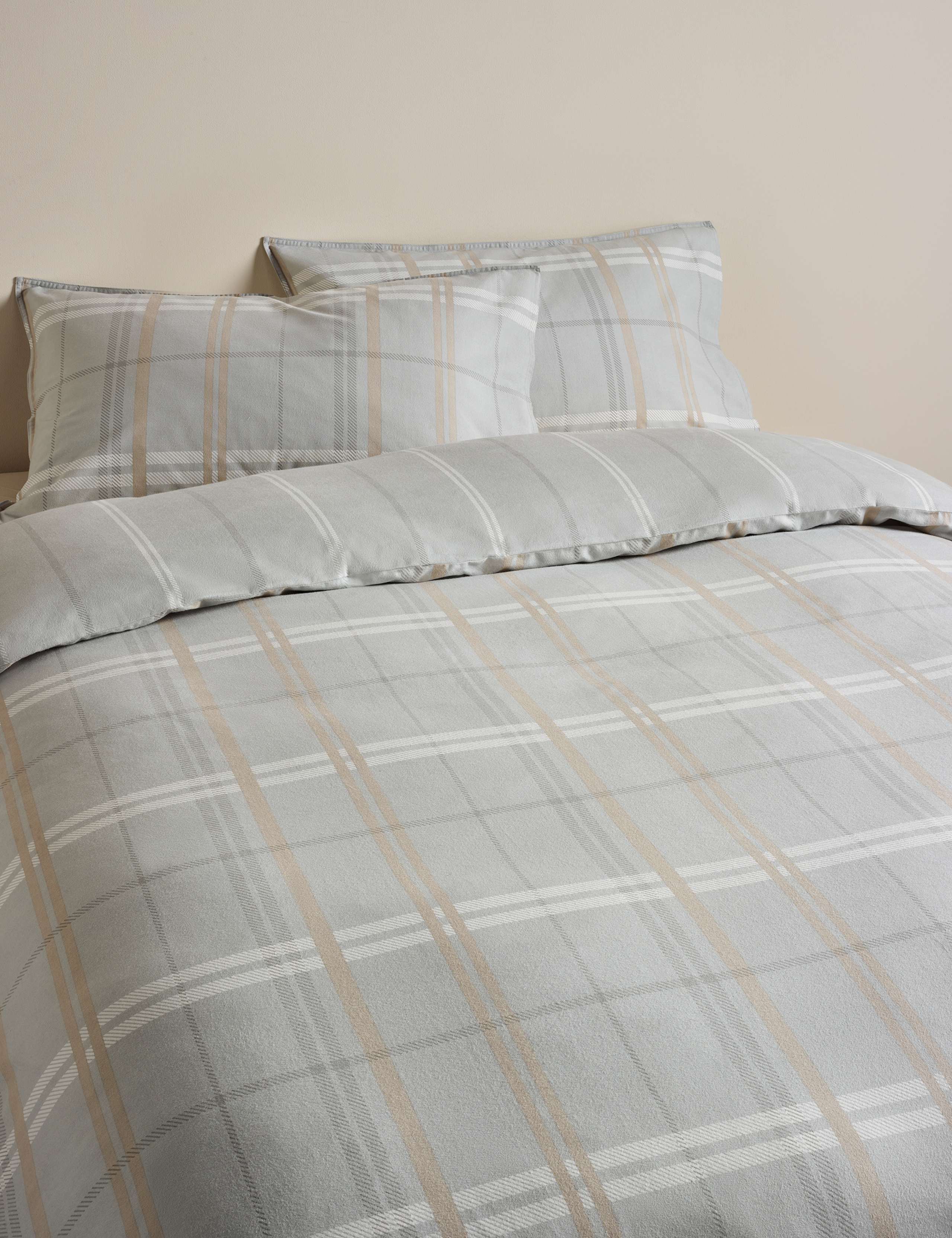 Brushed Cotton Check Bedding Set