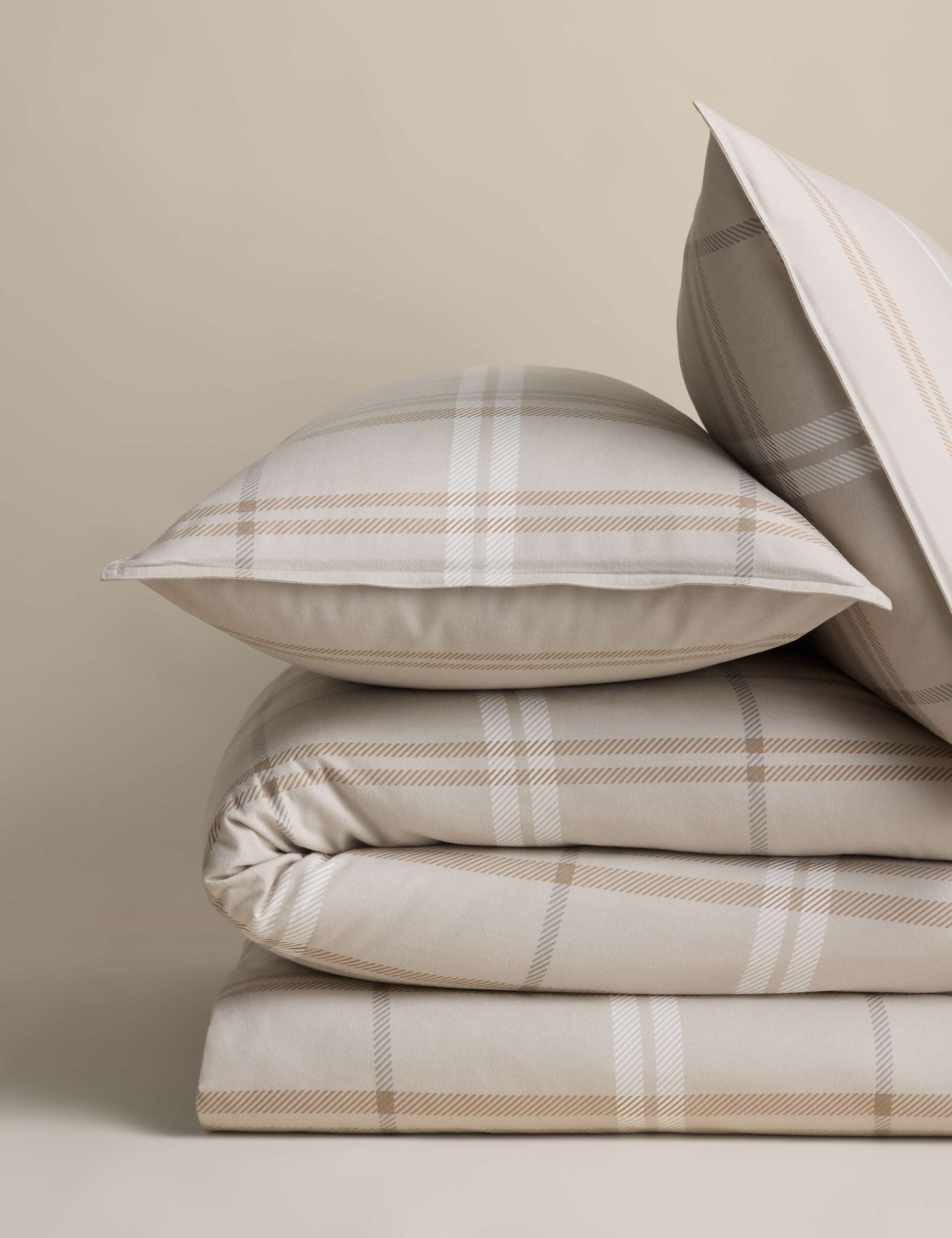 Brushed Cotton Check Bedding Set