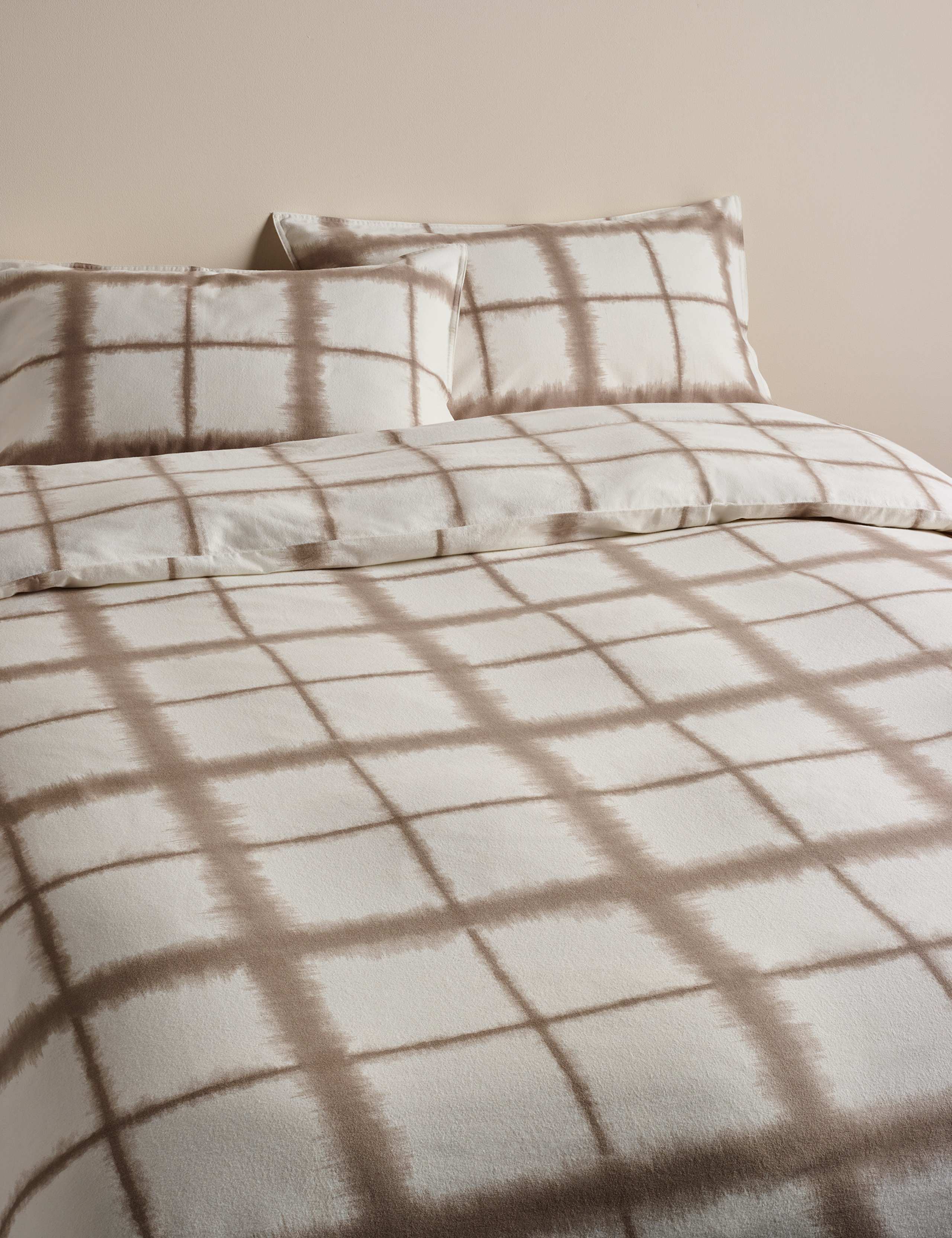 Brushed Cotton Blurred Check Bedding Set