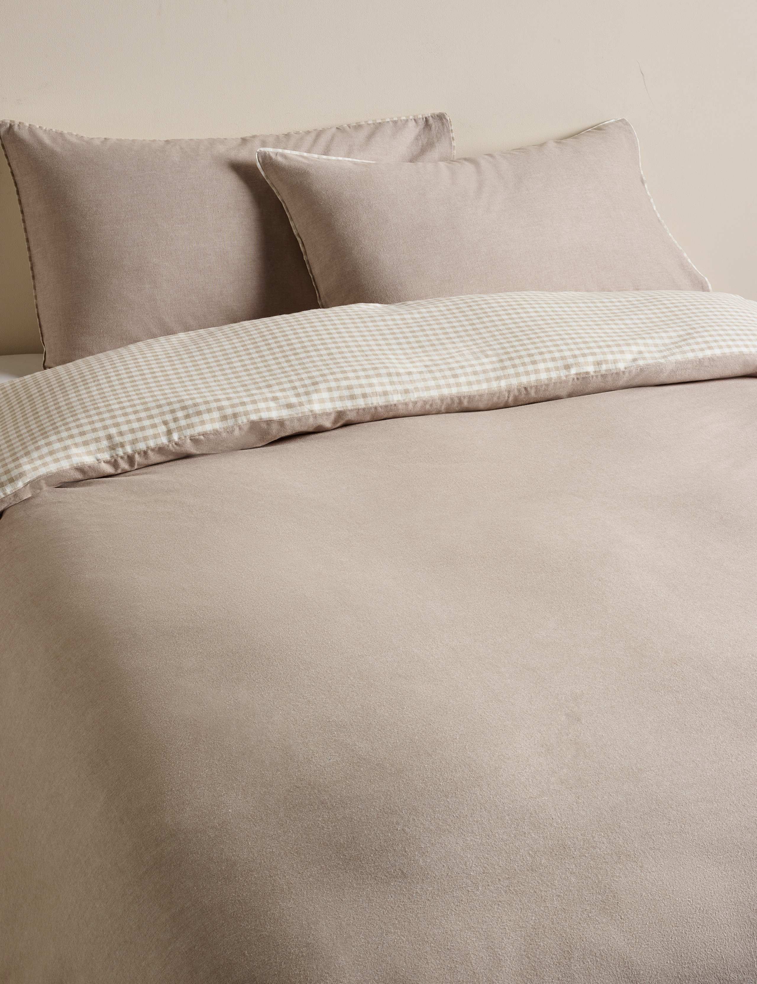 Brushed Cotton Melange Gingham Bedding Set