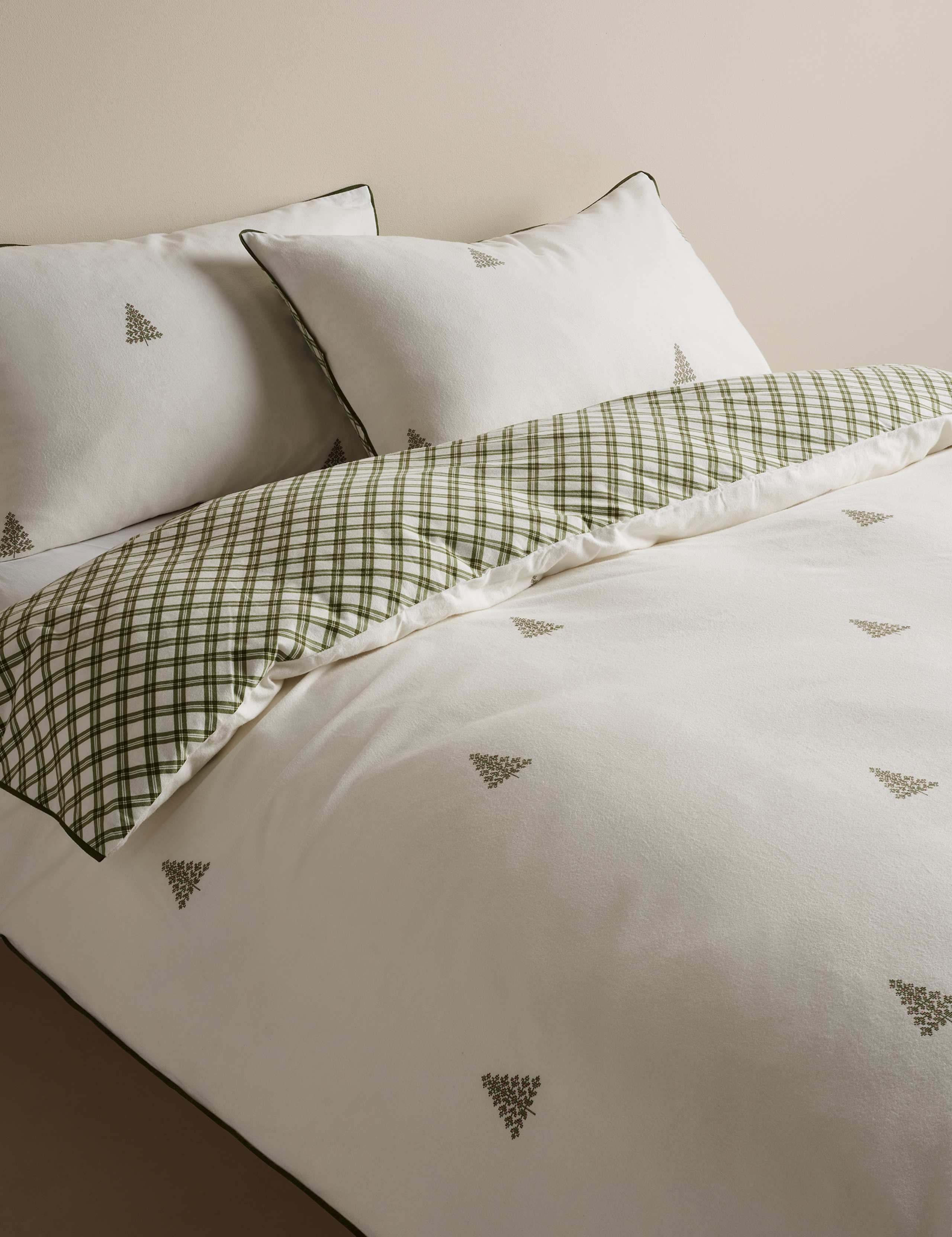 Pure Brushed Cotton Tree Print Reversible Bedding Set