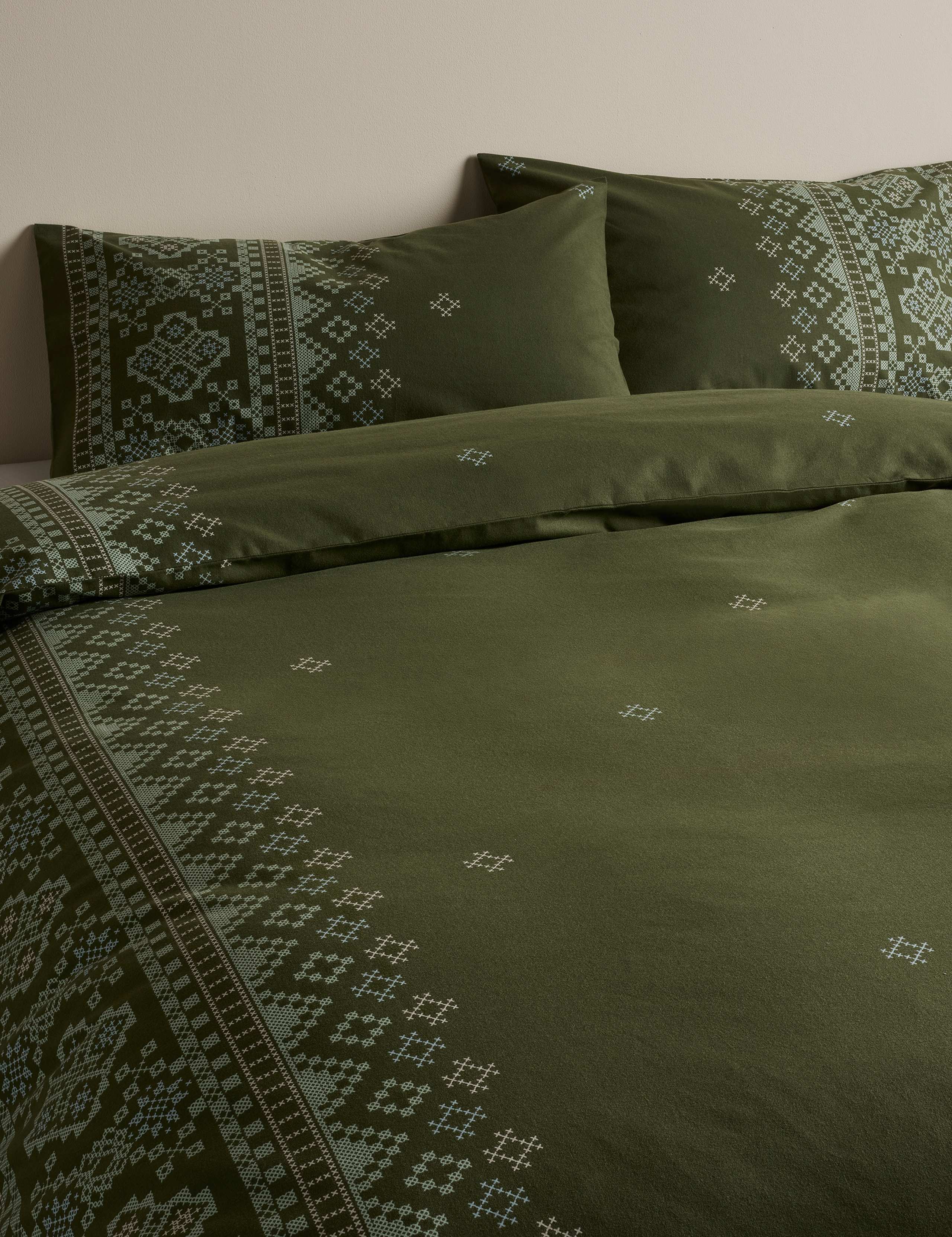 Pure Cotton Fairisle Brushed Bedding Set