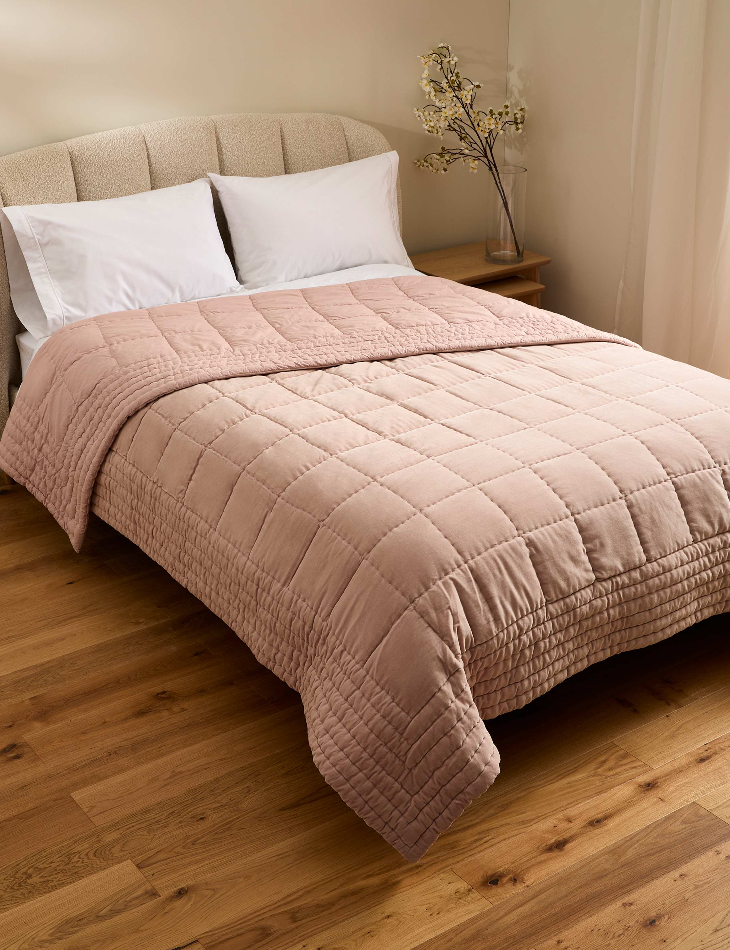 Cotton Velvet Quilted Bedspread