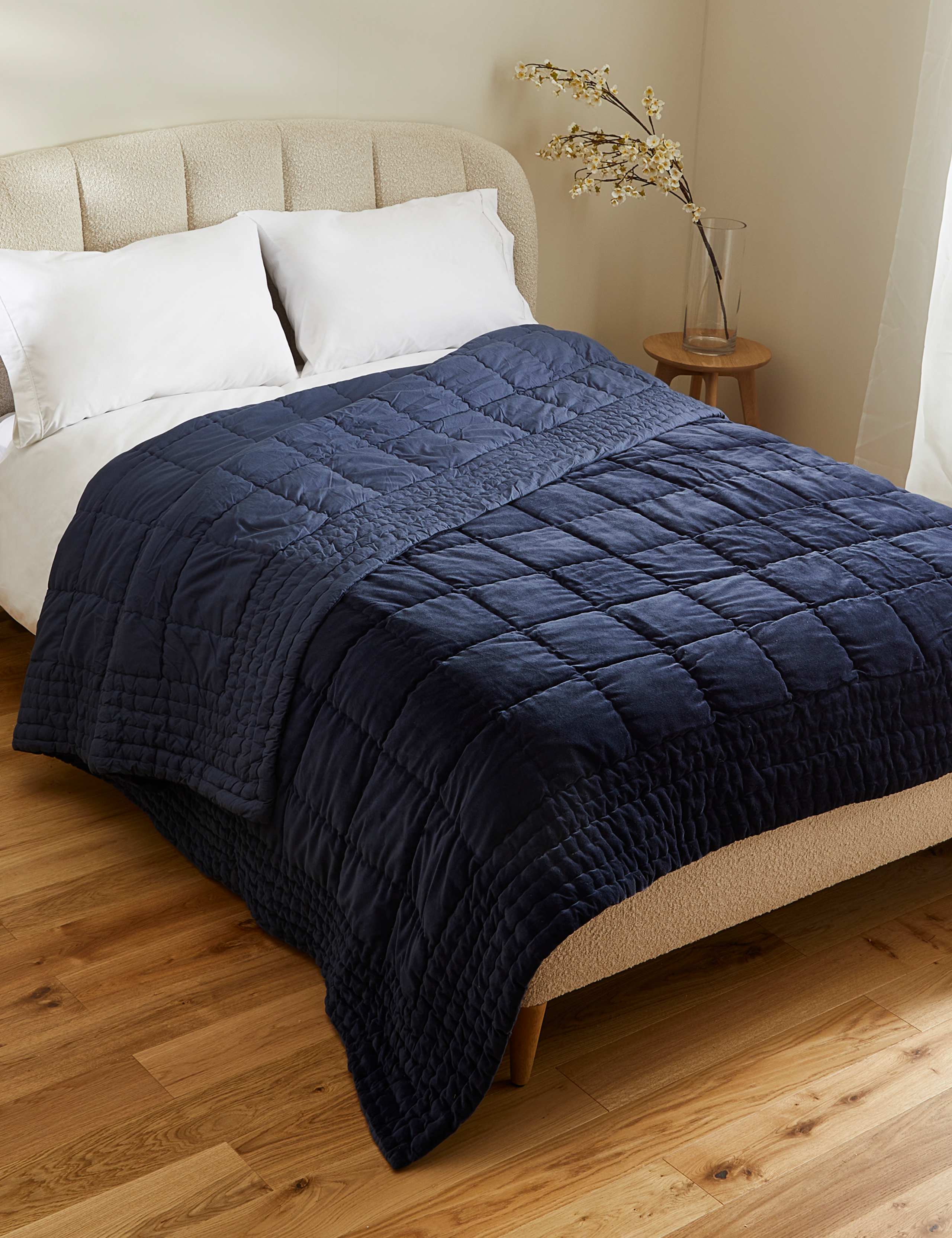 Cotton Velvet Quilted Bedspread