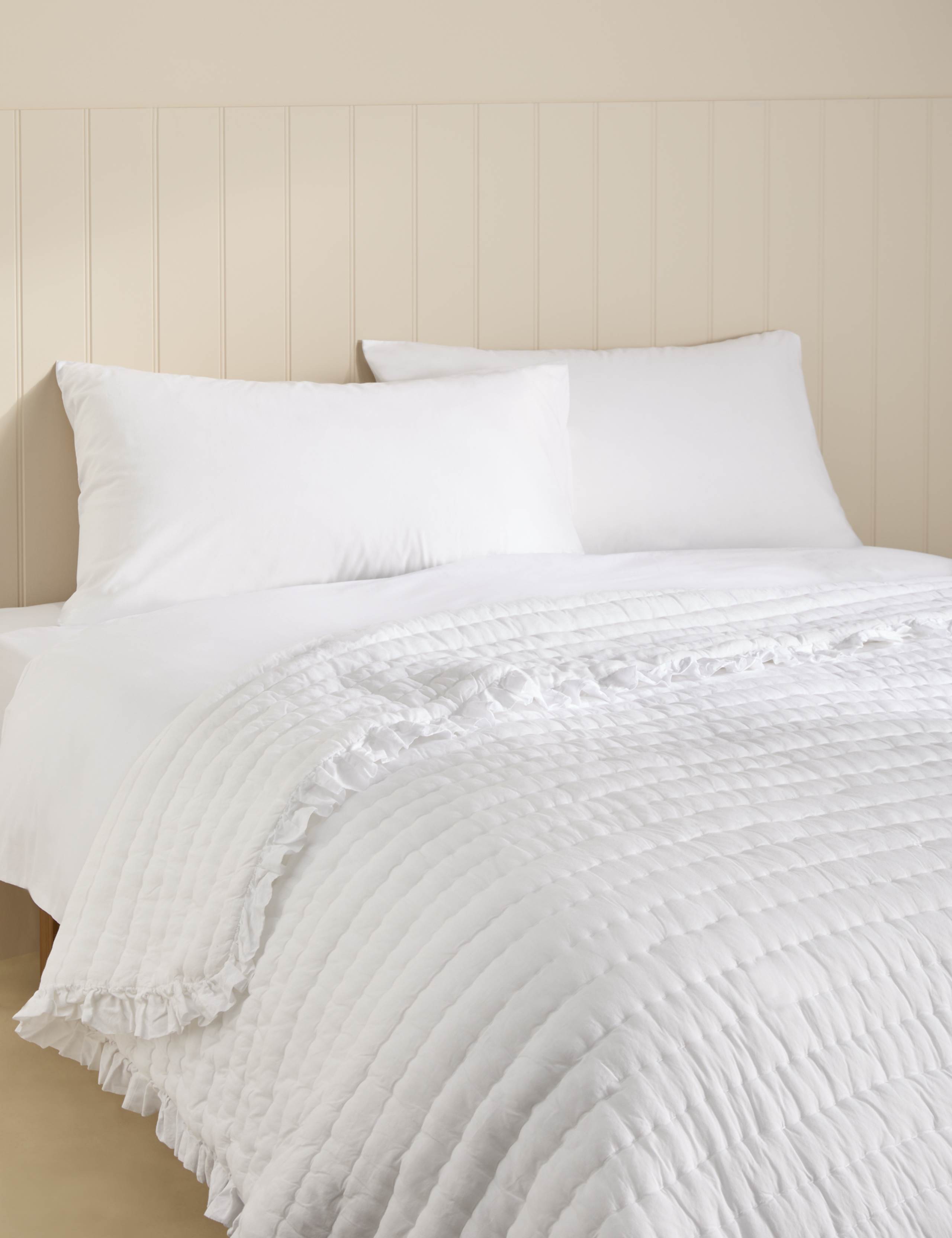 Washed Cotton Quilted Ruffle Bedspread