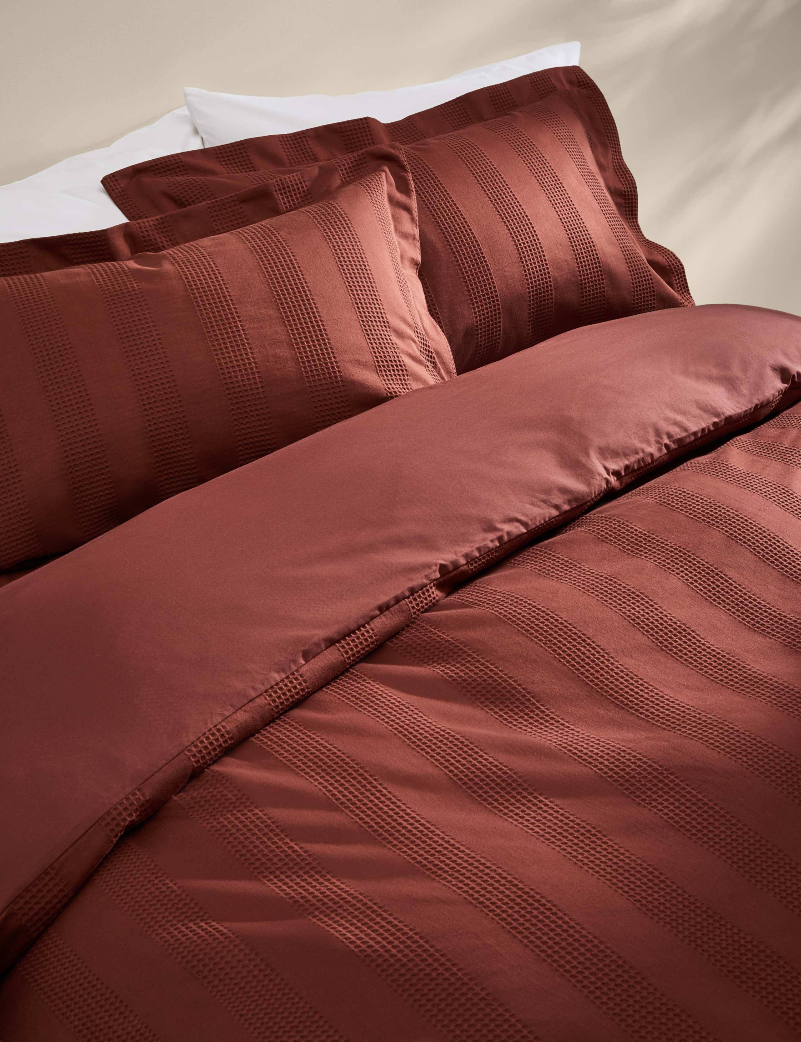 Pure Cotton Striped Waffle Bedding Set
