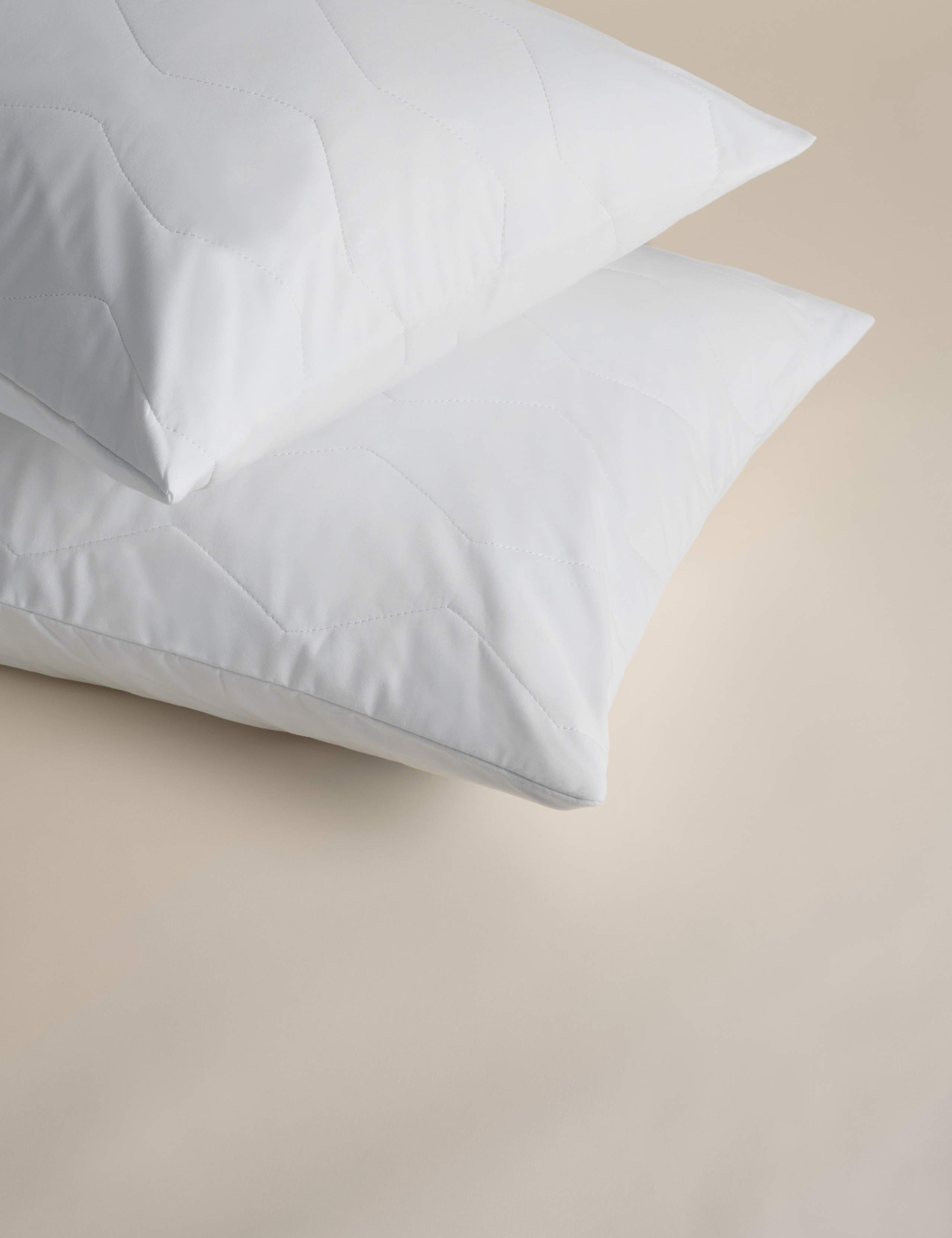 2pk Pure Cotton Quilted Pillow Protectors