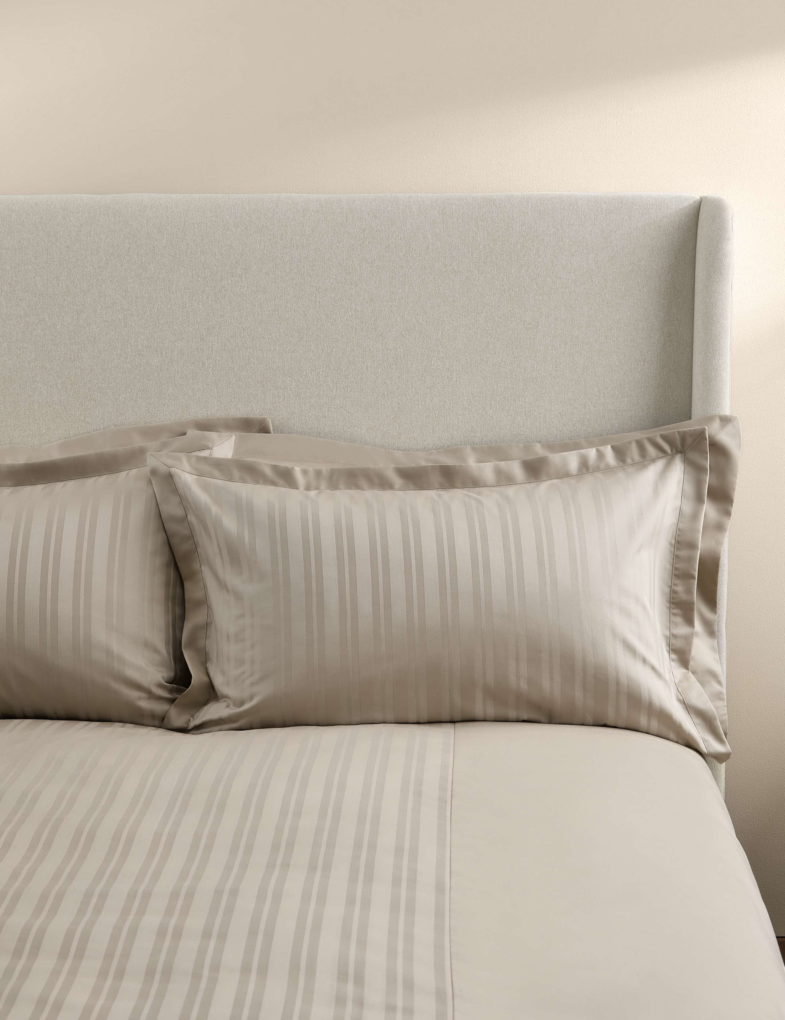 2 Pack Pure Cotton Stripe Jacquard Pillowcases