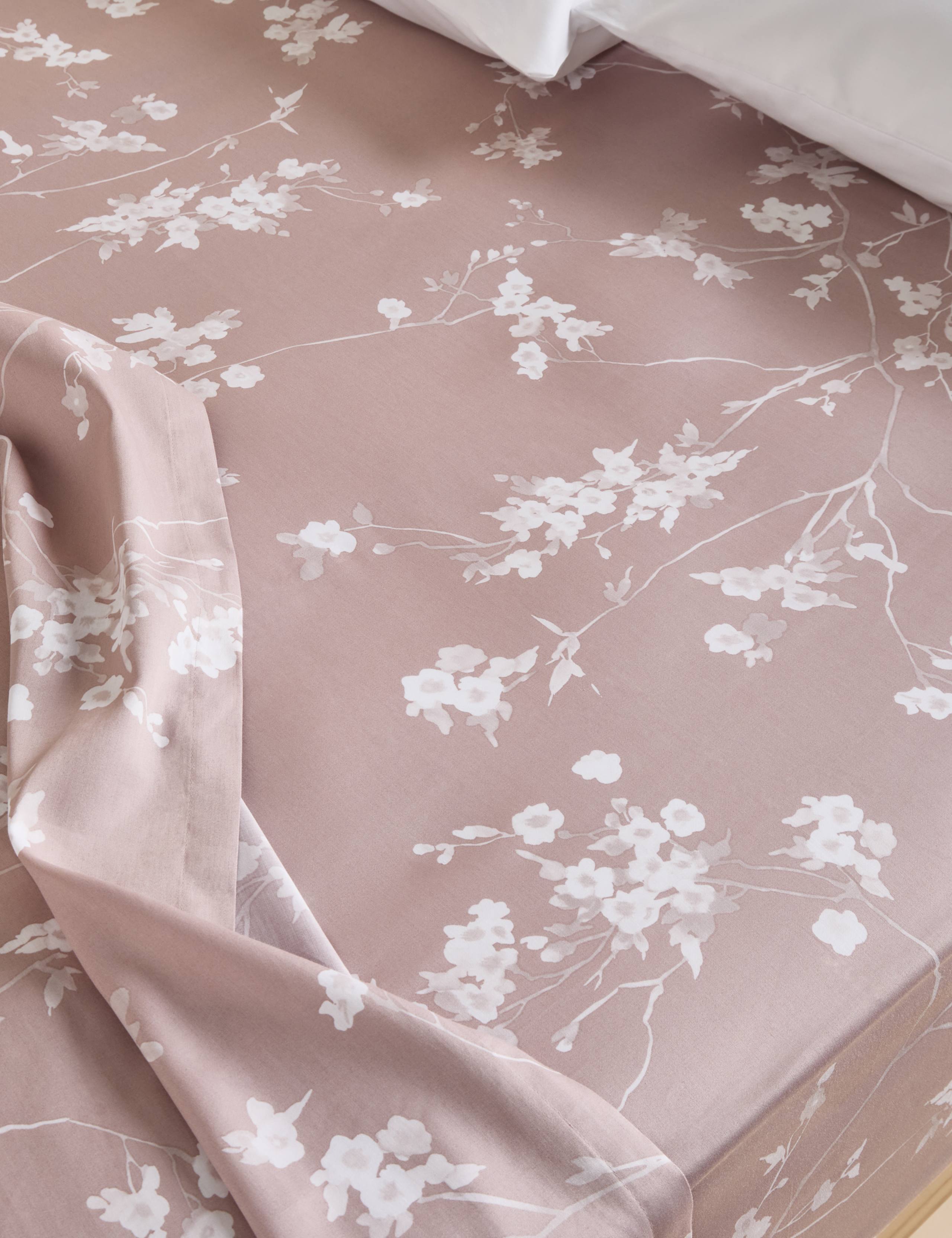 Egyptian Cotton Sateen Cherry Blossom Deep Fitted Sheet