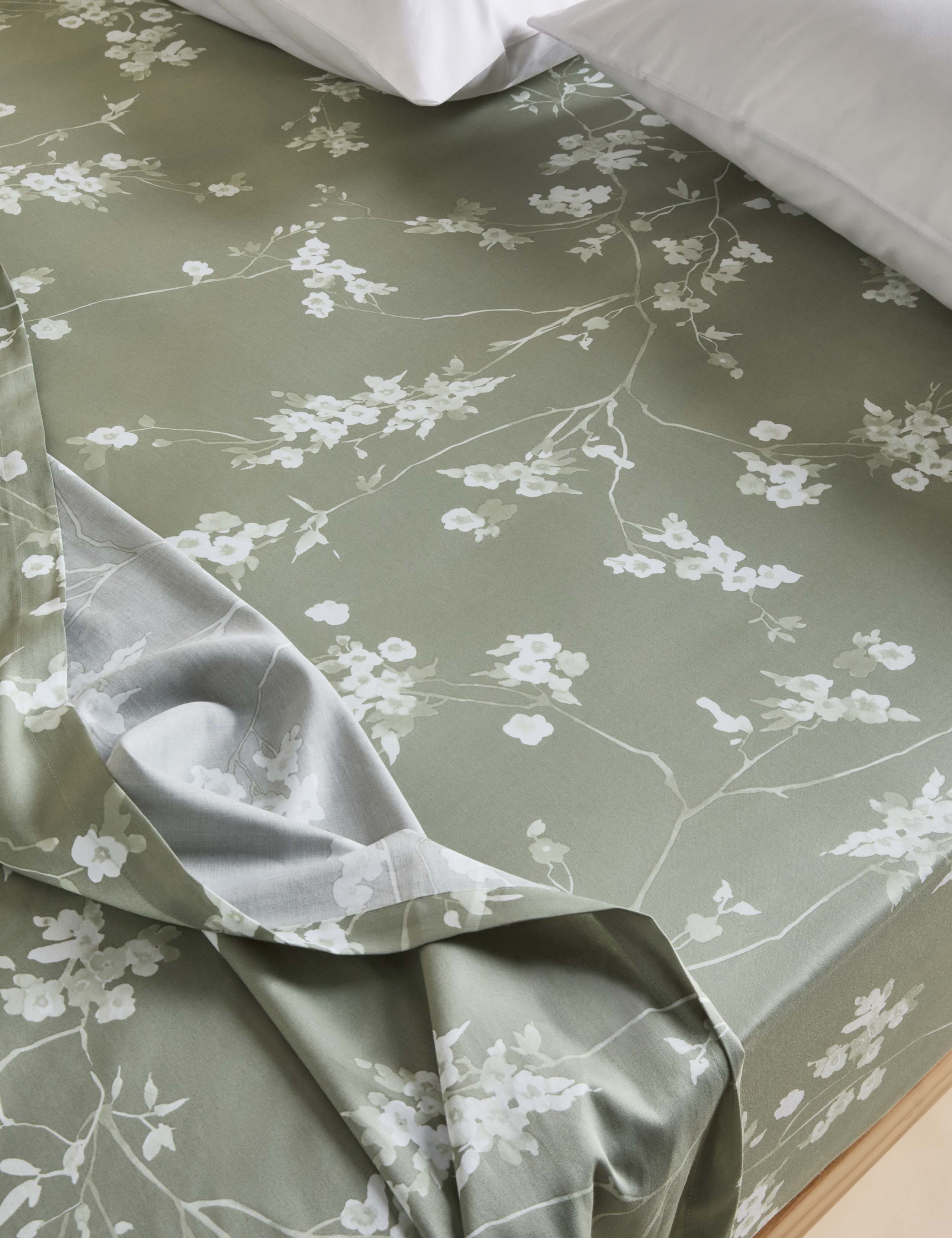 Egyptian Cotton Sateen Cherry Blossom Deep Fitted Sheet