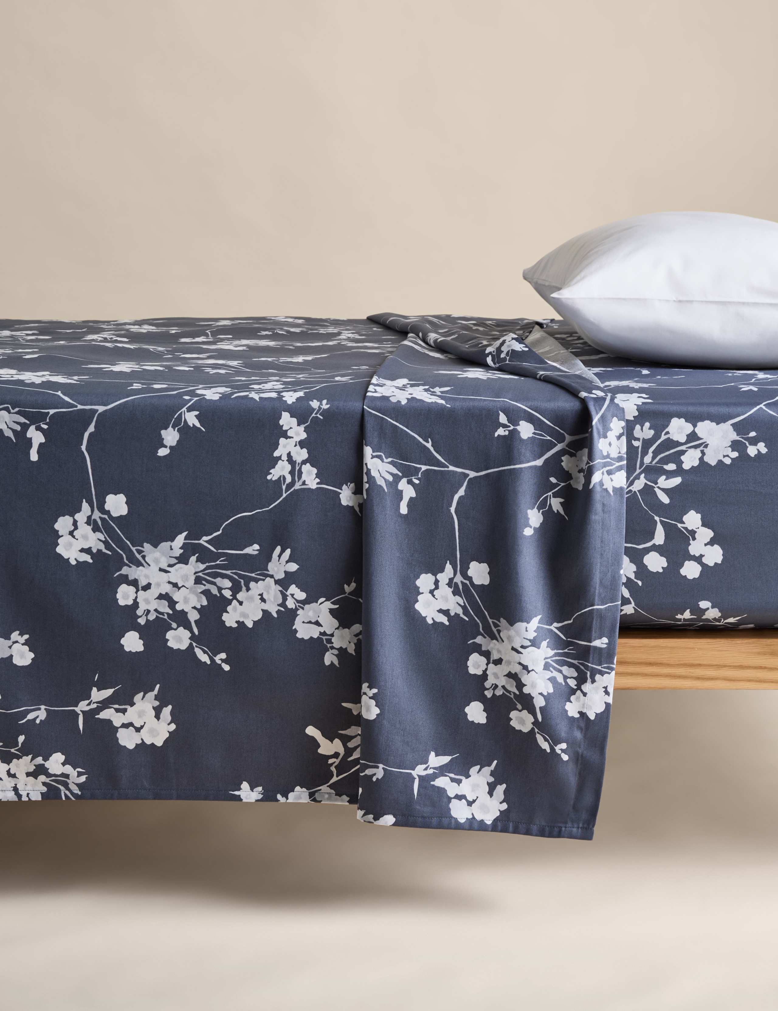 Egyptian Cotton Sateen Cherry Blossom Flat Sheet
