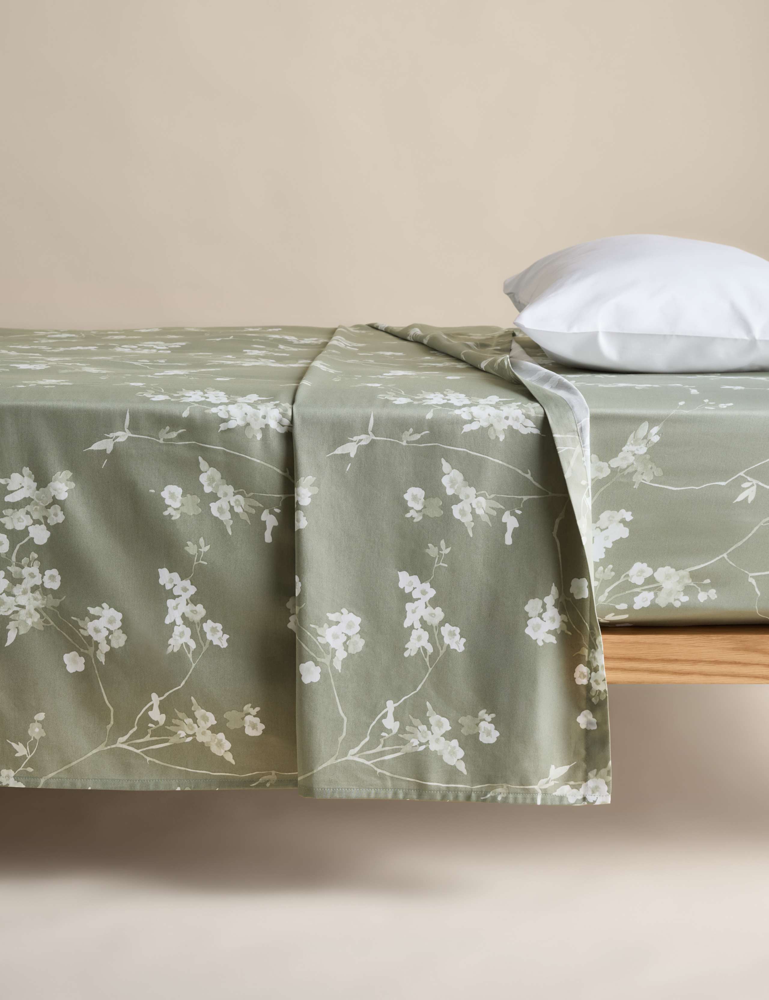 Egyptian Cotton Sateen Cherry Blossom Flat Sheet