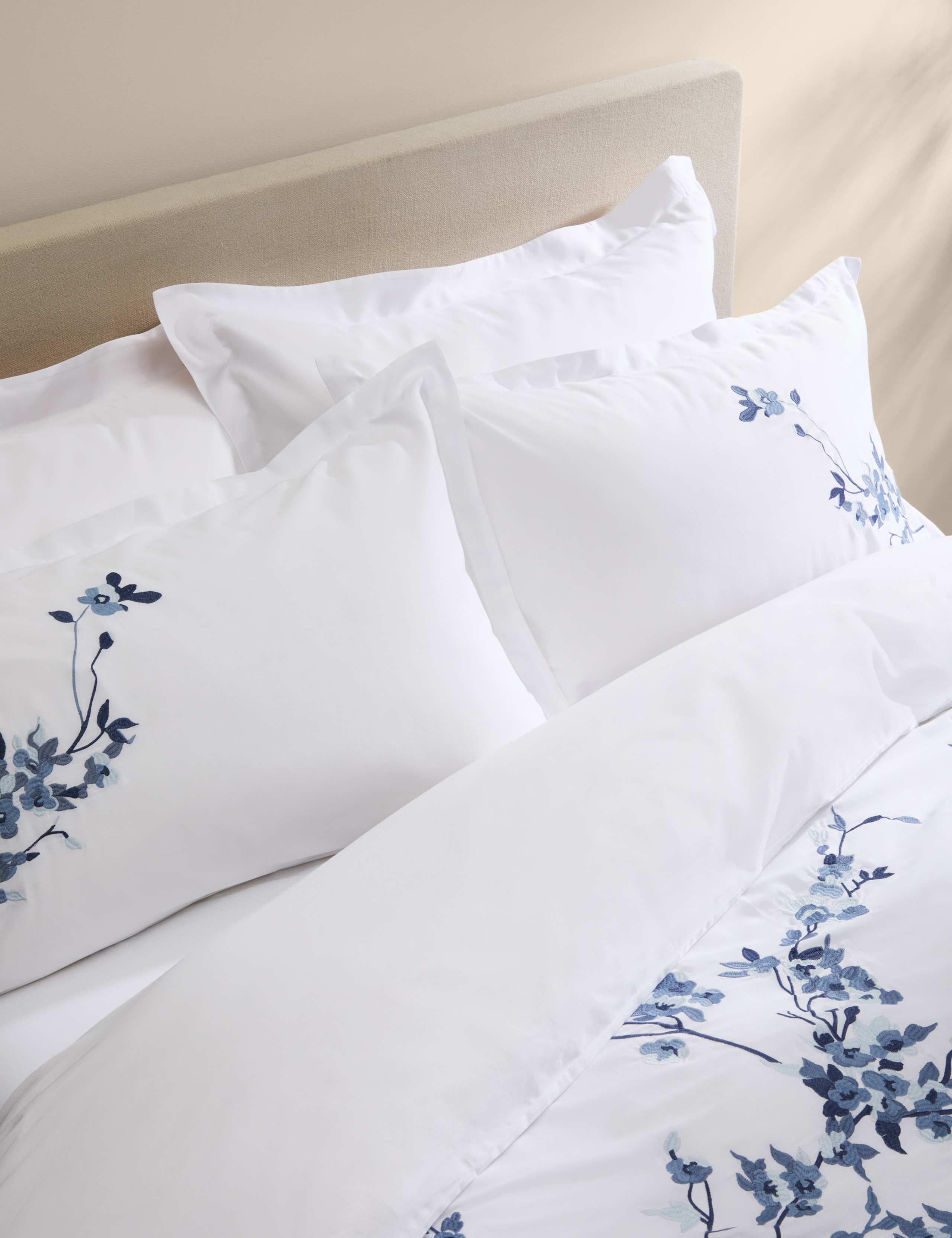 Trailing Cherry Blossom Embroidered Bedding Set