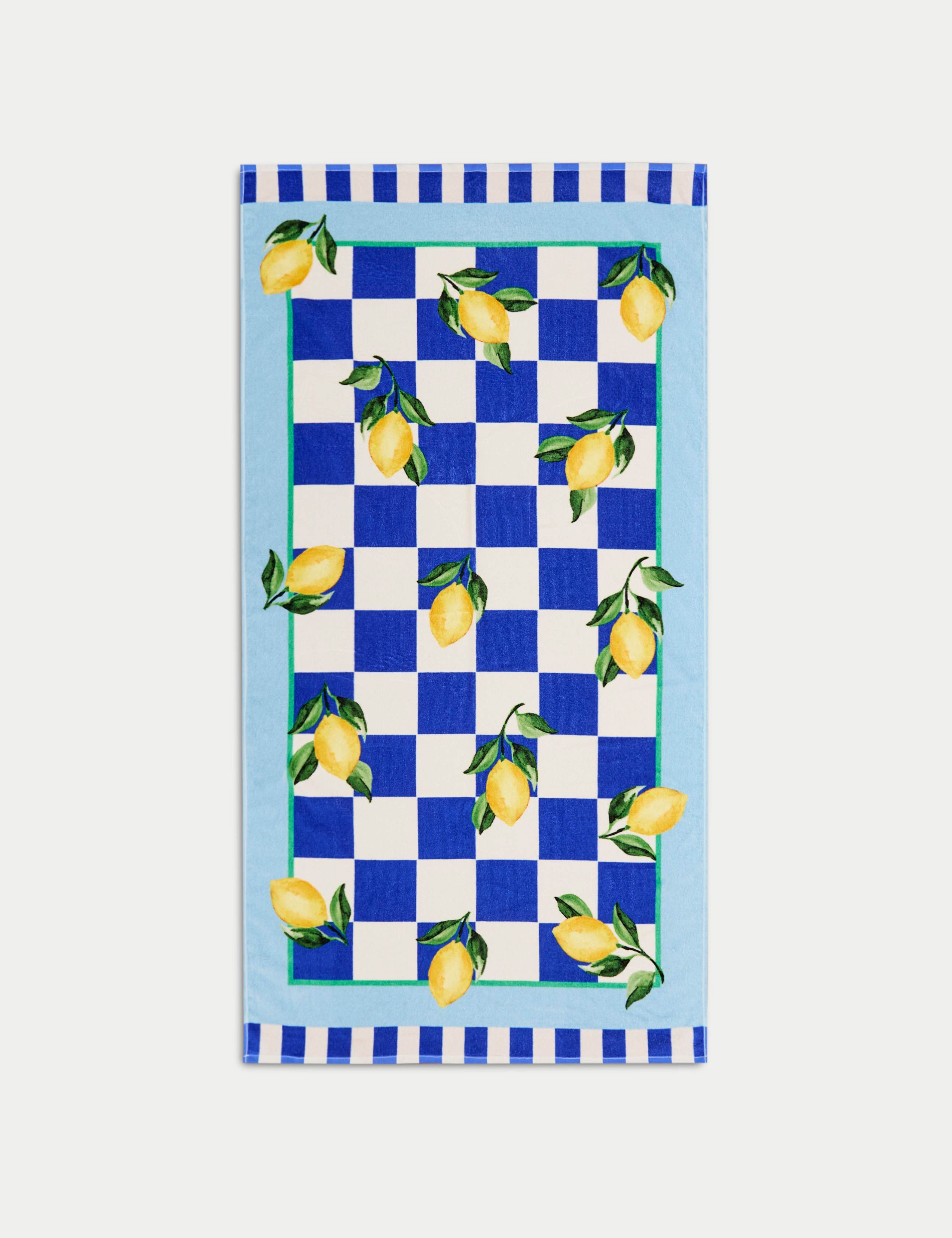 Pure Cotton Lemon Print Beach Towel