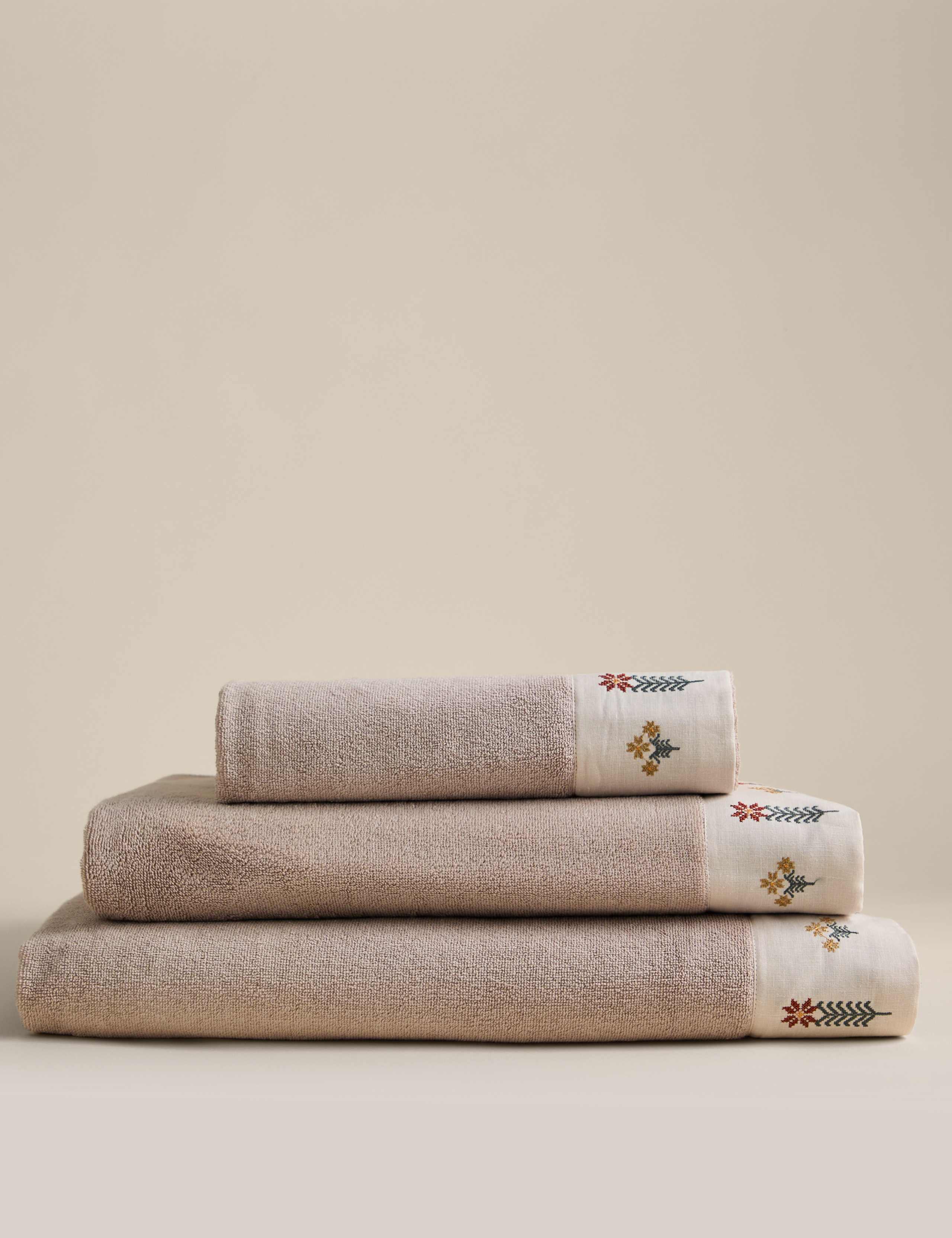 Pure Cotton Floral Embroidered Towel