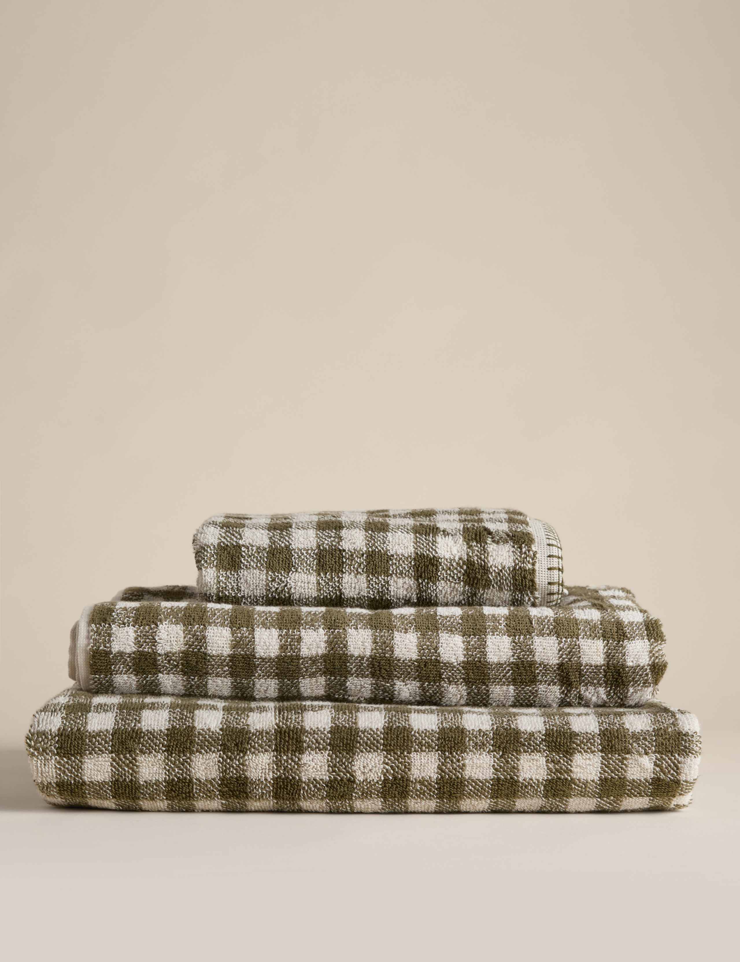 Pure Cotton Gingham Embroidered Towel