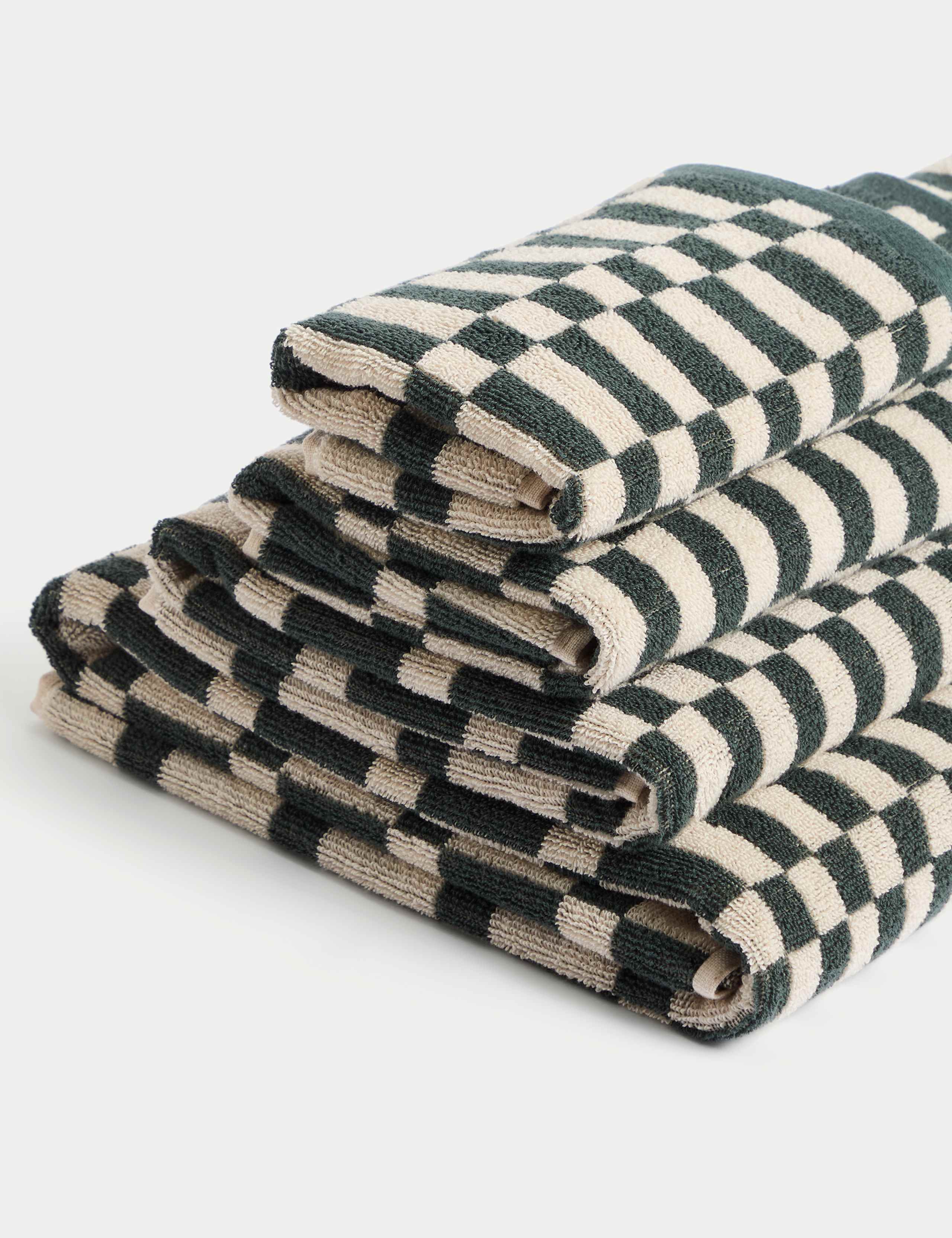 Pure Cotton Geometric Check Towel