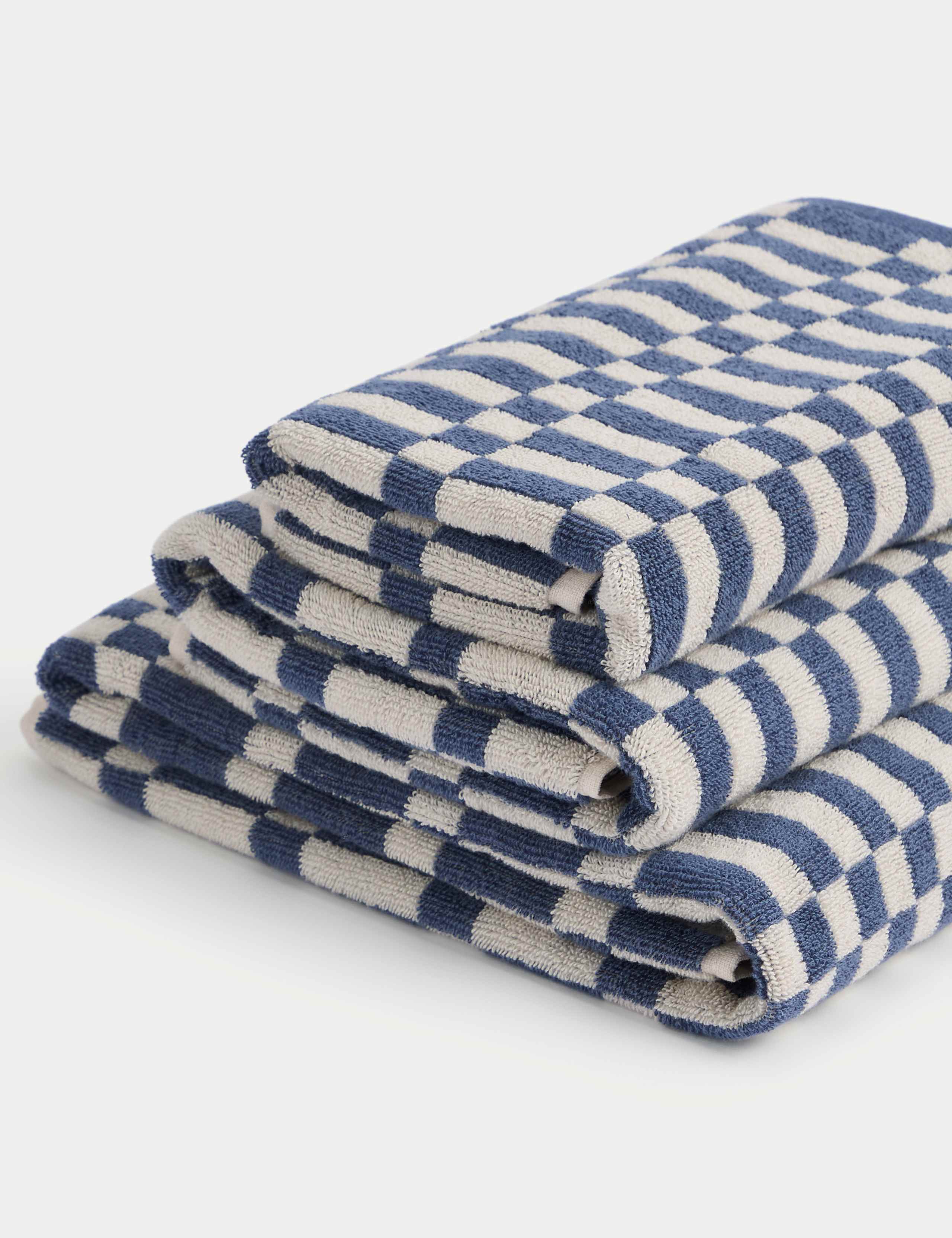Pure Cotton Geometric Check Towel