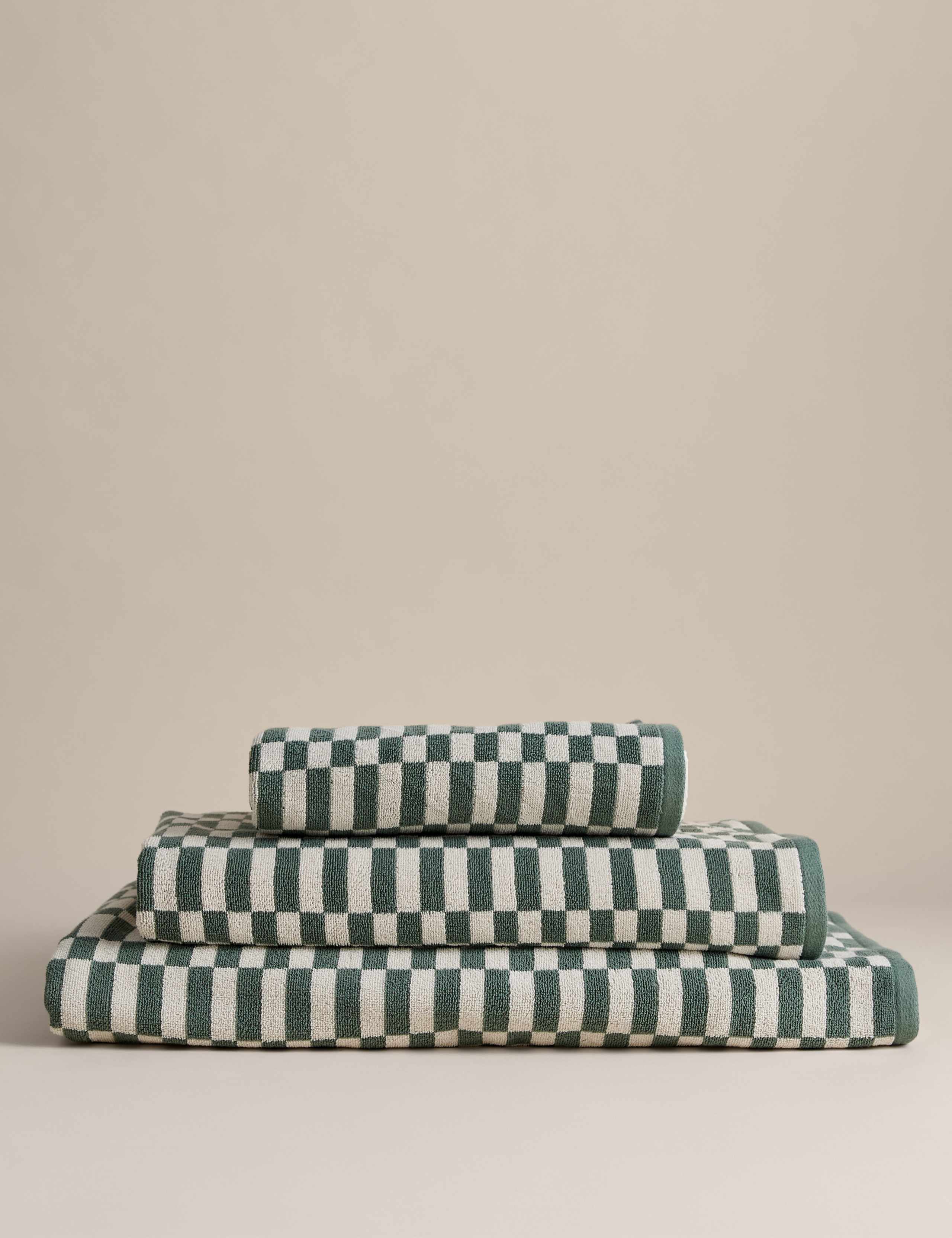 Pure Cotton Geometric Check Towel