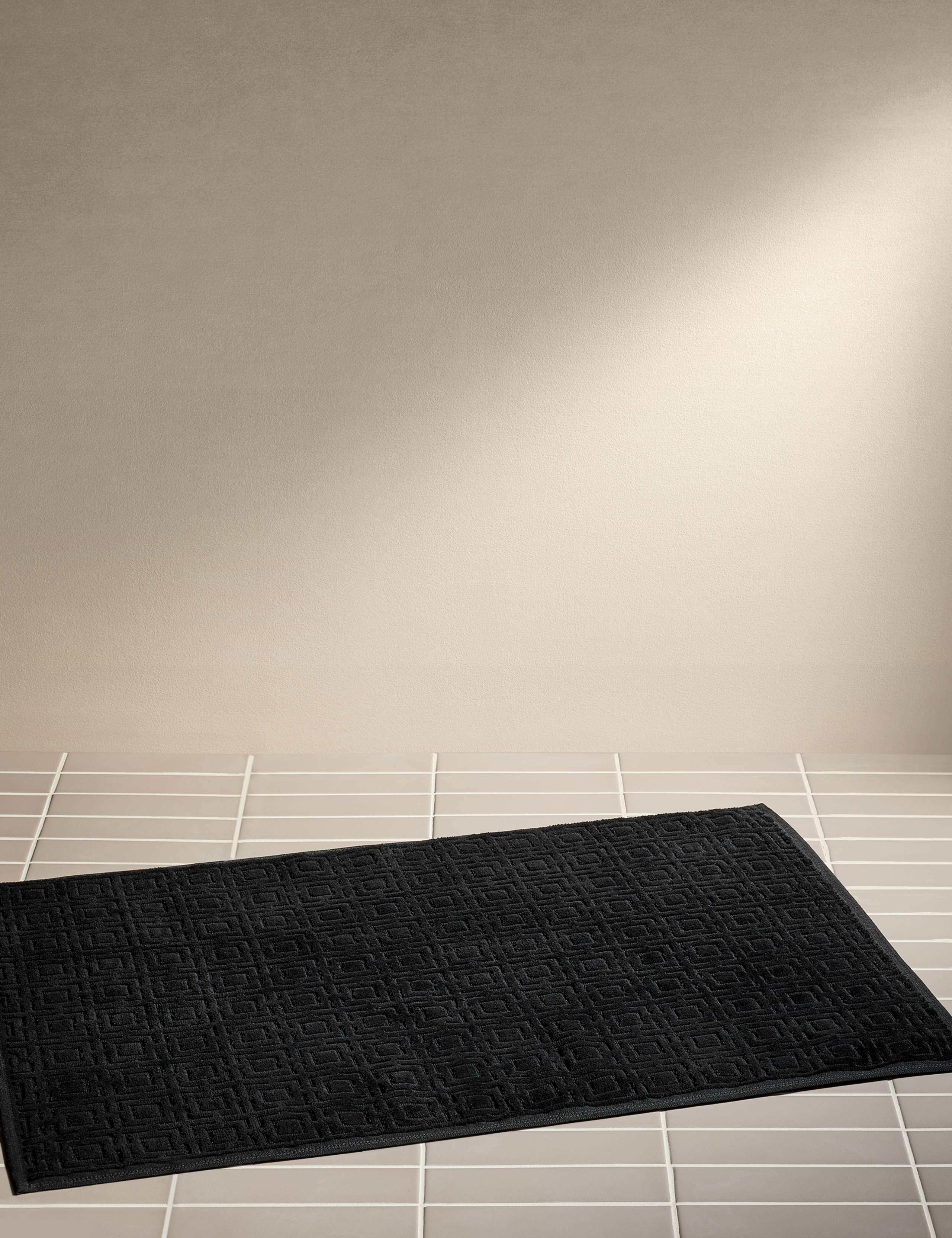 Pure Cotton Velour Geometric Bath Mat