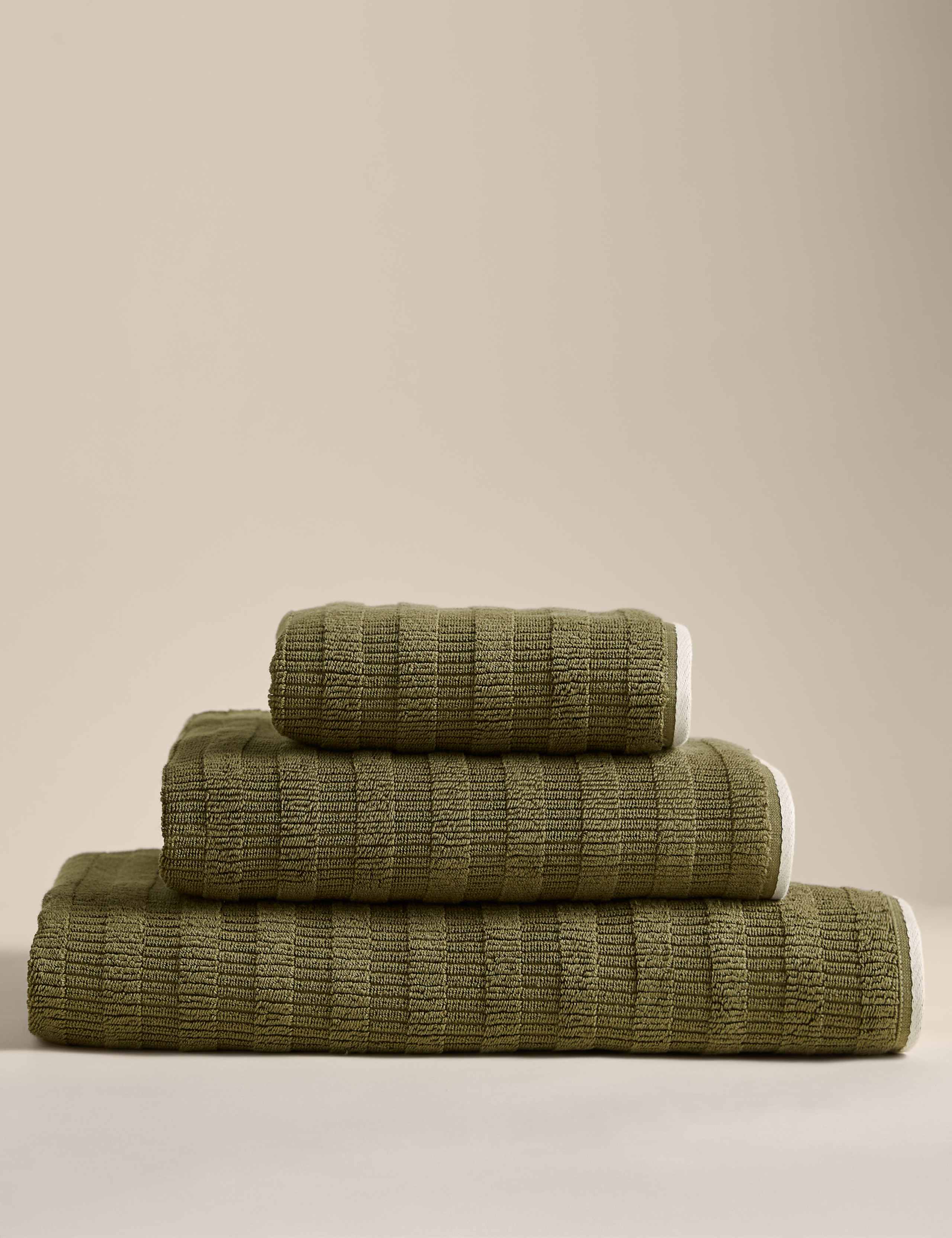 Pure Cotton Textured Contrast Trim Towel