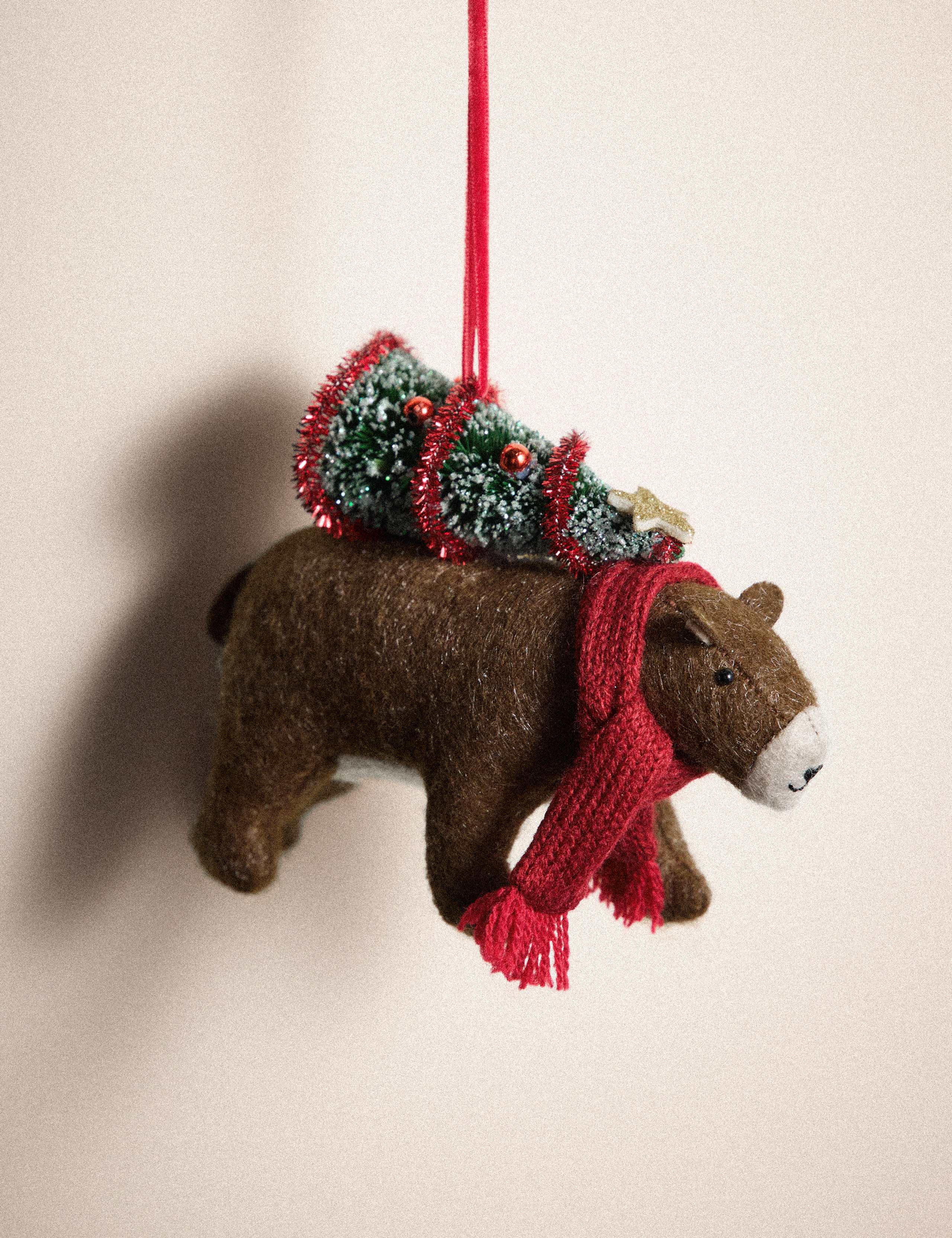Felt Hanging Bear and Tree Decoration