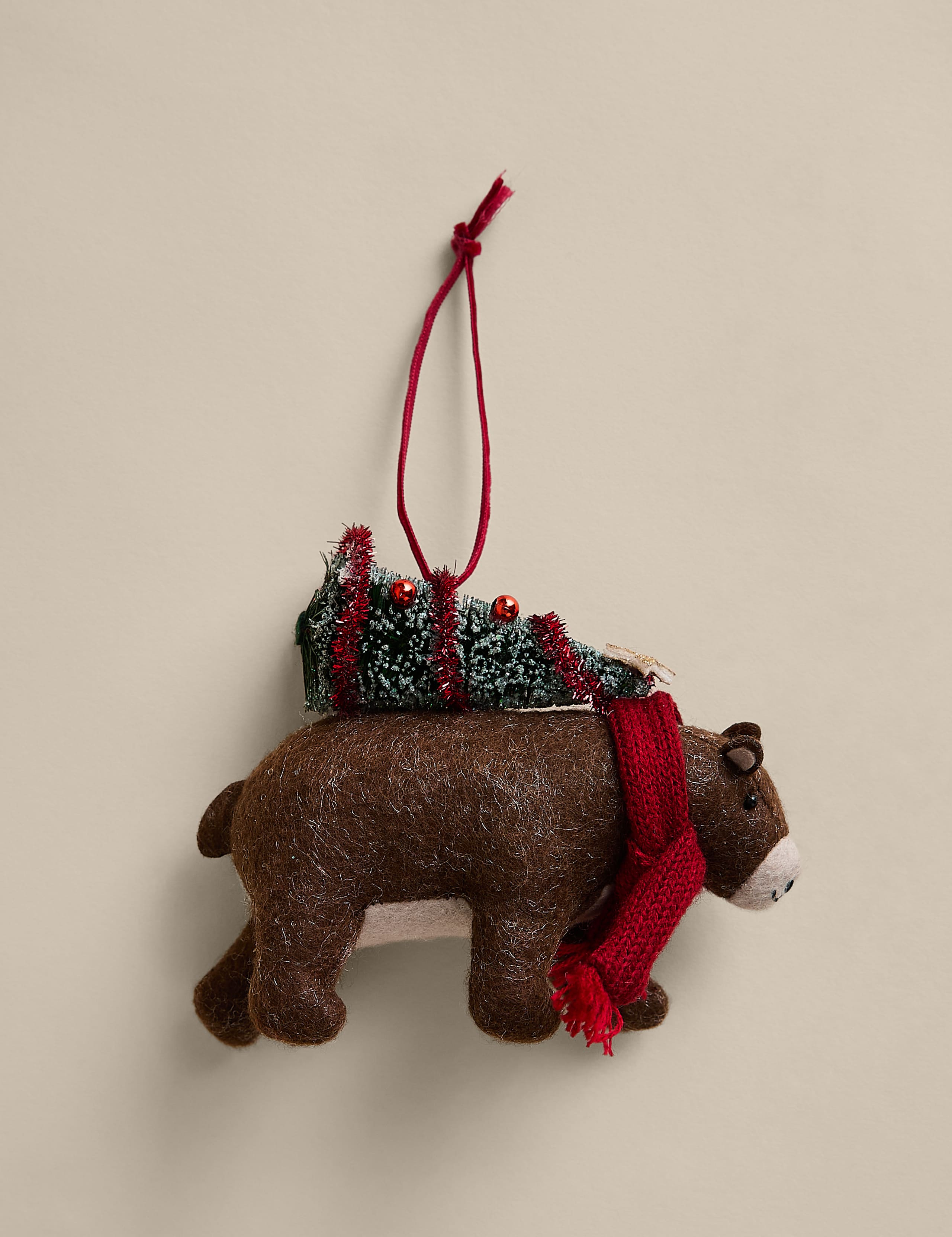 Felt Hanging Bear and Tree Decoration