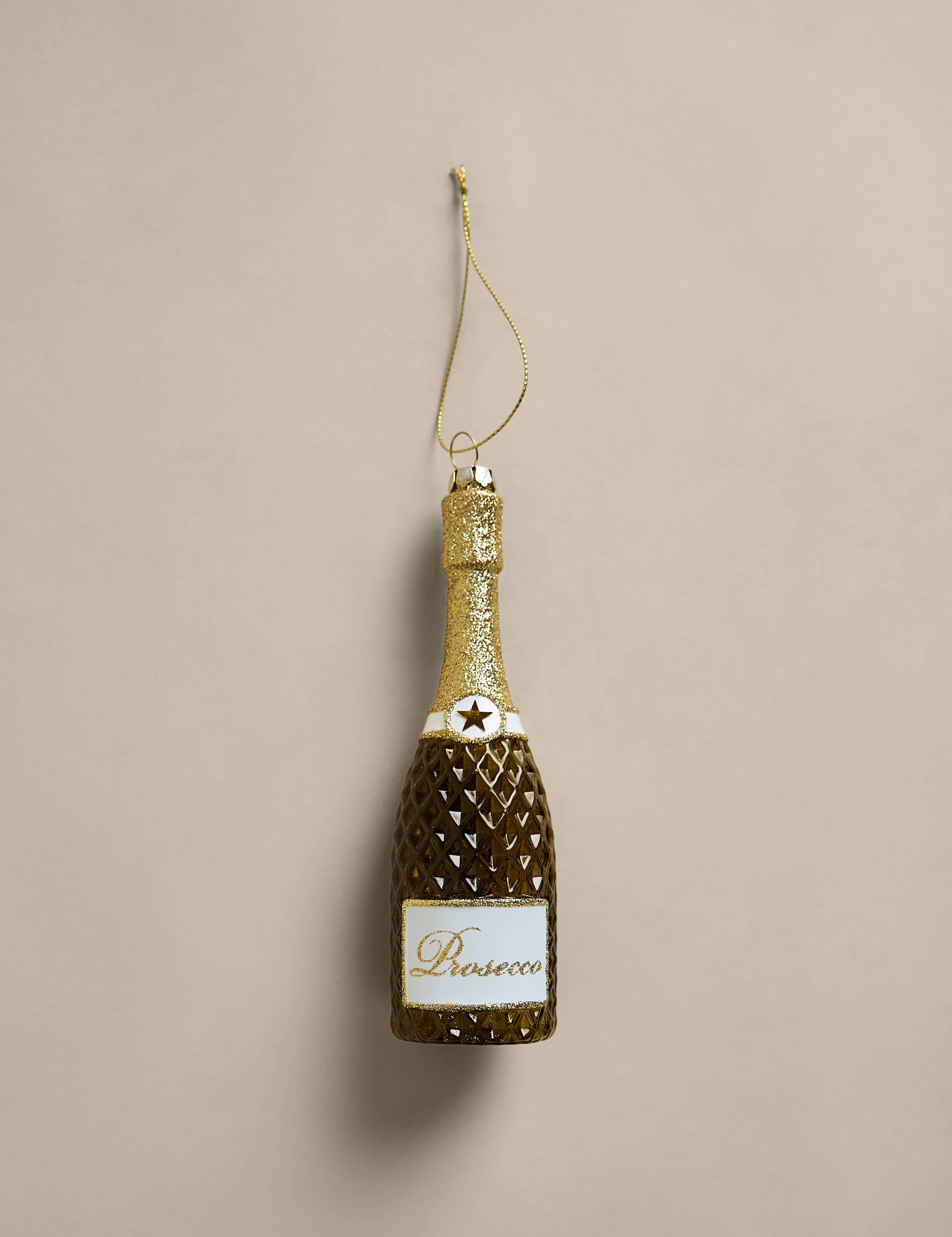 Glass Hanging Prosecco Bottle Tree Decoration
