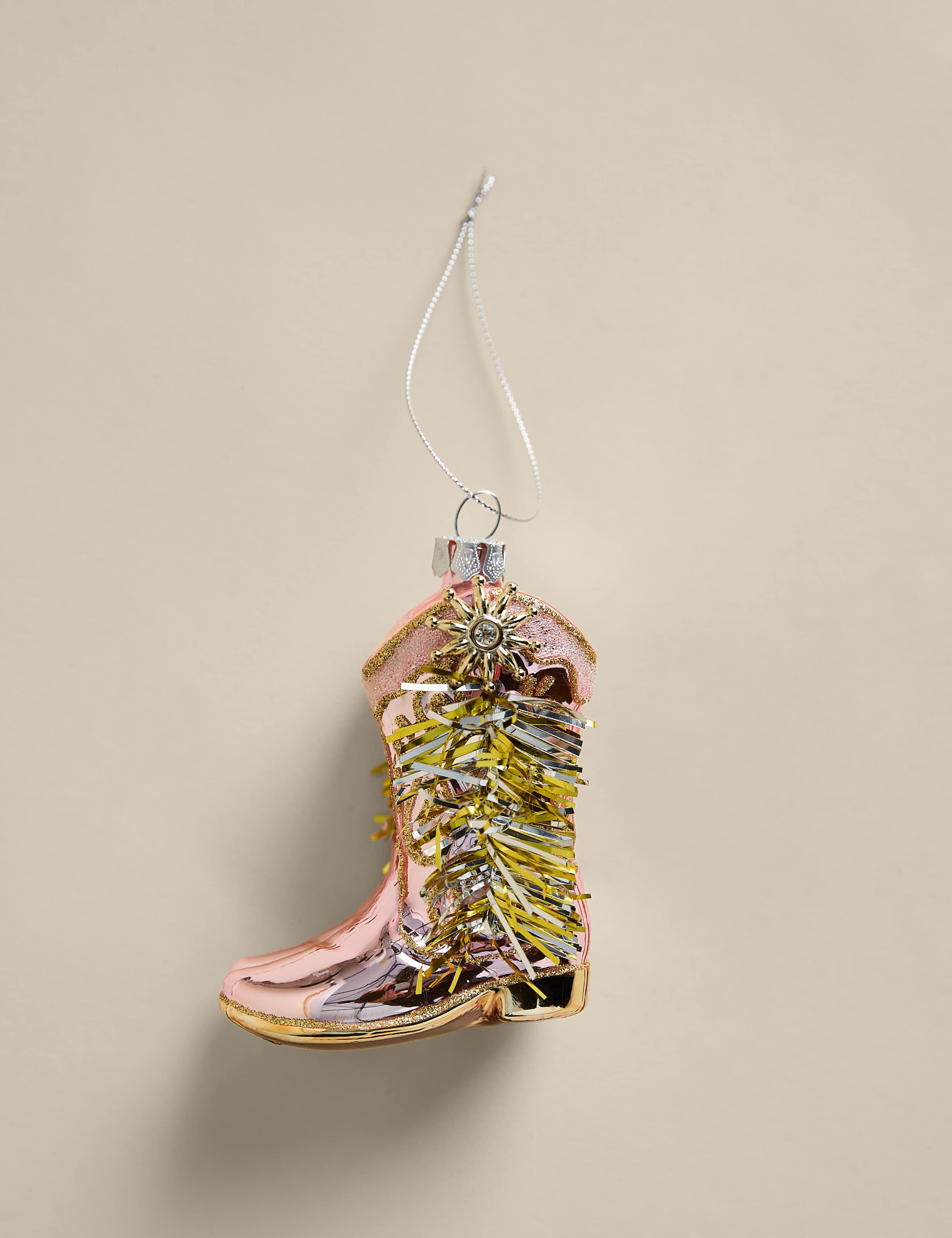 Glass Novelty Cowboy Boot Bauble